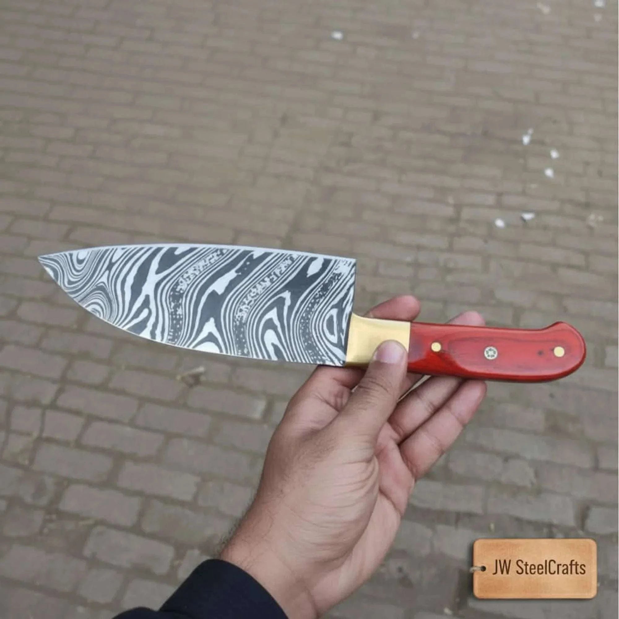 Palmarius Outdoors 8-Inch Gyuto Chef Knife with Acid-Etched Carbon Steel & Pakka Wood Handle Stainless Steel Chef Knives