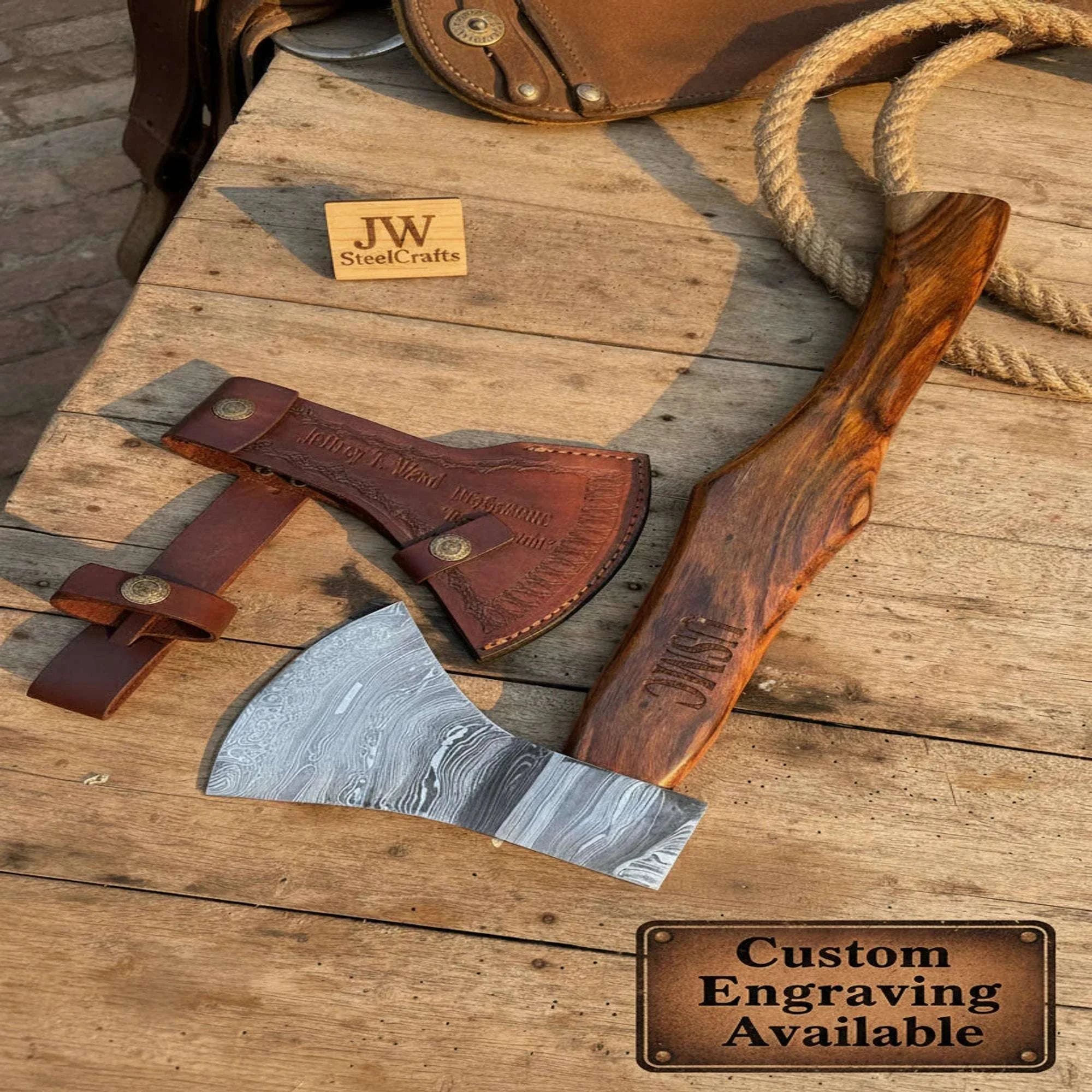 Palmarius Outdoors Damascus Skeggox Bearded Viking Axe with Hardwood Handle Handmade Axe