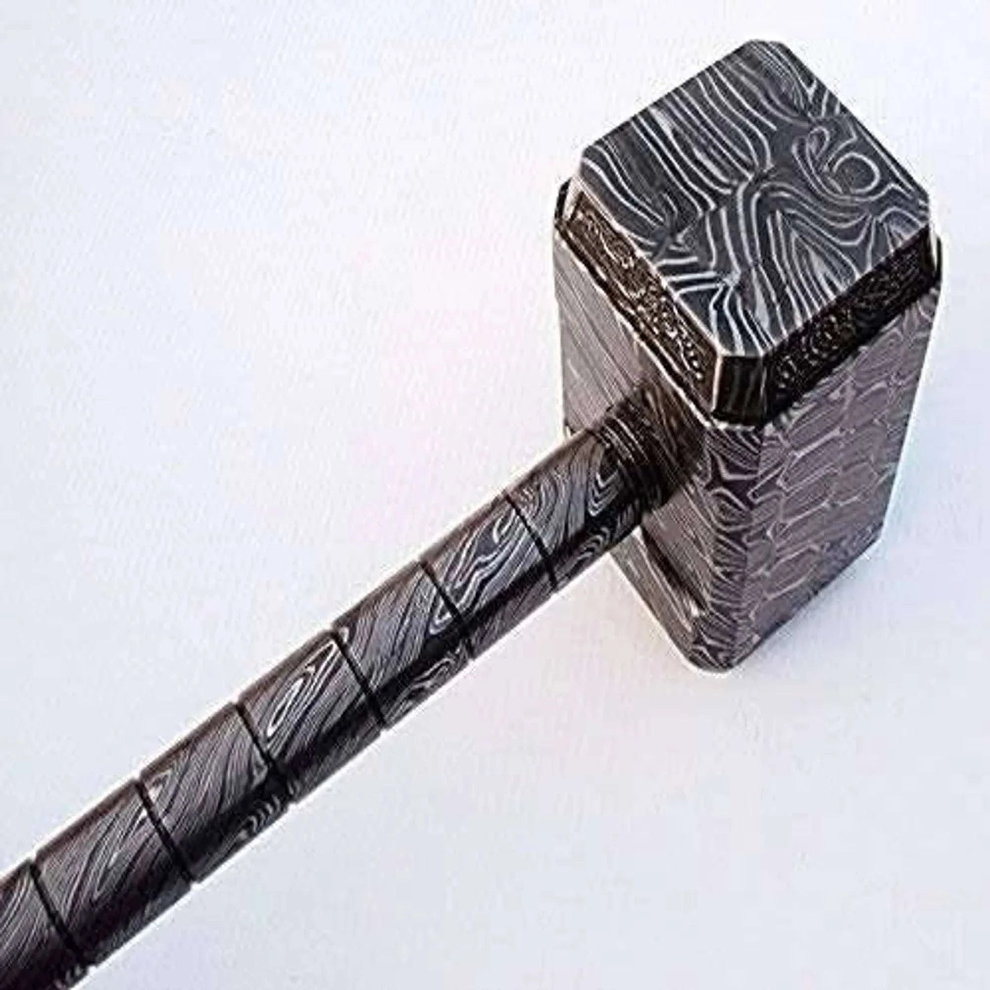 Palmarius Outdoors Asgard Forge Hammer 10" Handmade One-Piece Full Damascus Steel Blacksmith Hammer Thor Hammer