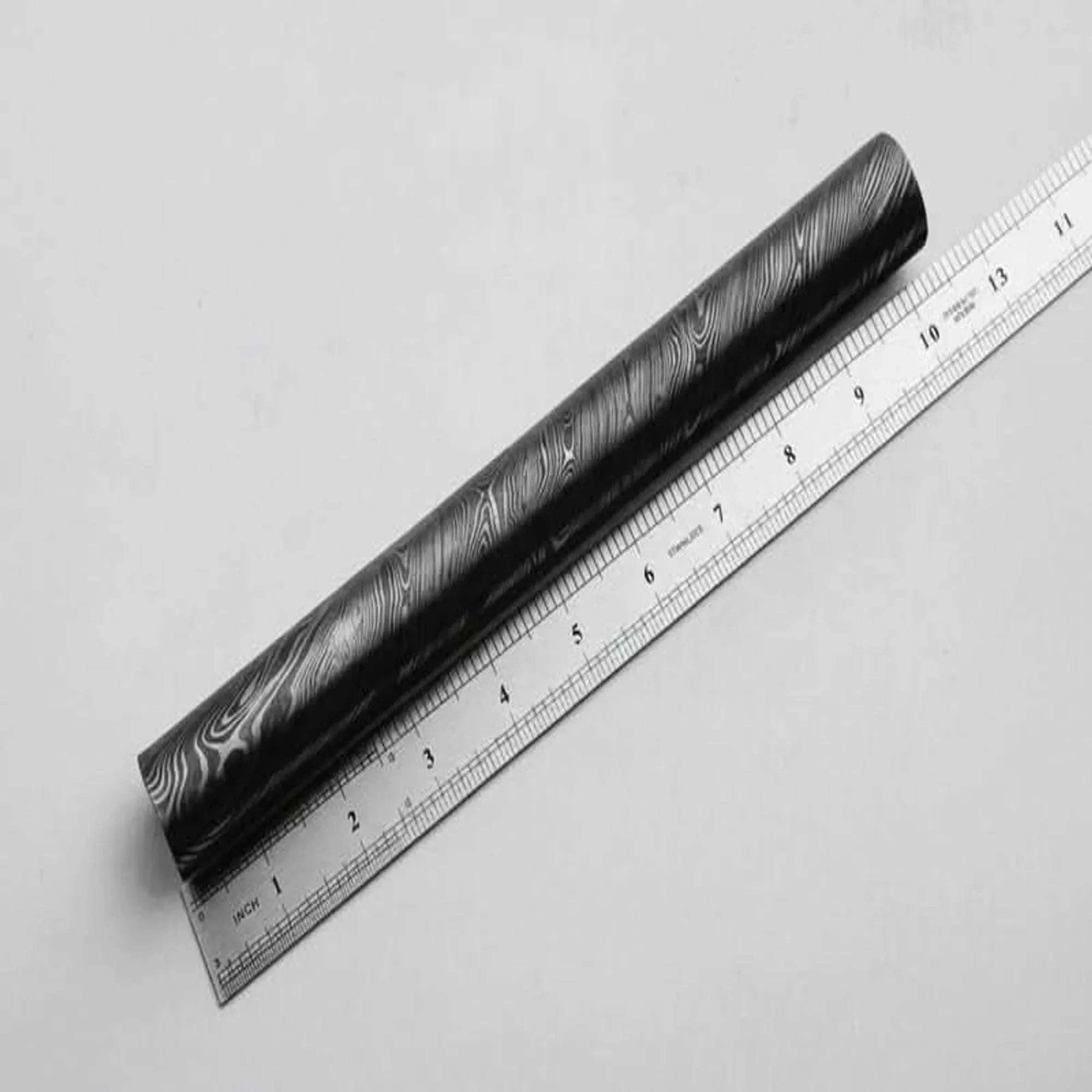 Palmarius Outdoors Ravenline Damascus Rod Handmade 10 Inch Round Bar for Ring Making Damascus Rod