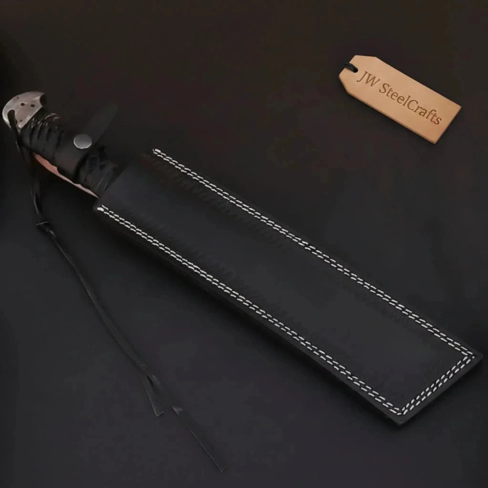 Palmarius Outdoors 9 Inch Damascus Steel Tanto Knife with Cord Wrapped Handle – 16 Inch Overall Tanto Knife