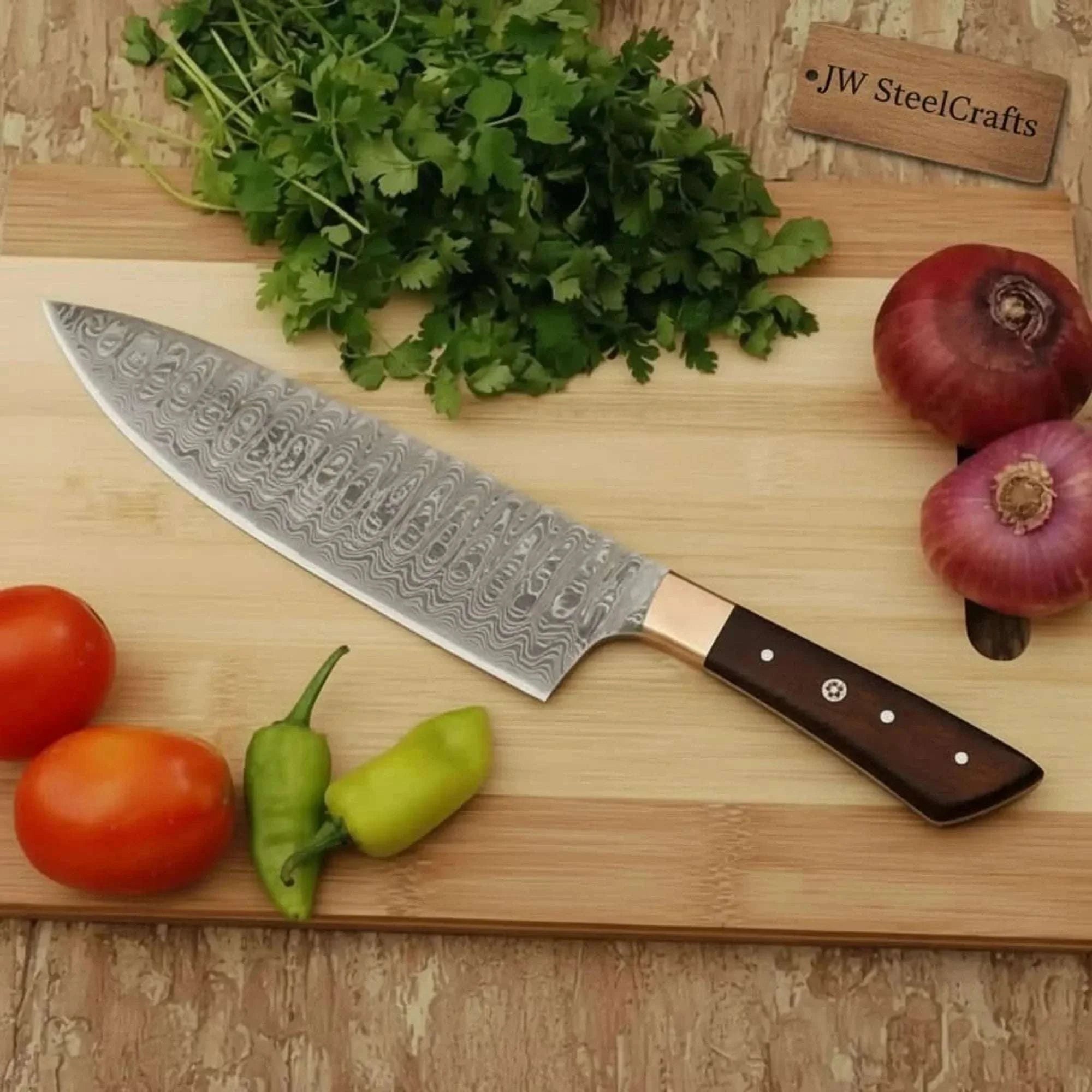 Palmarius Outdoors Pattern-Welded Damascus Japanese Gyuto 8-Inch Chef Knife Chef Knives