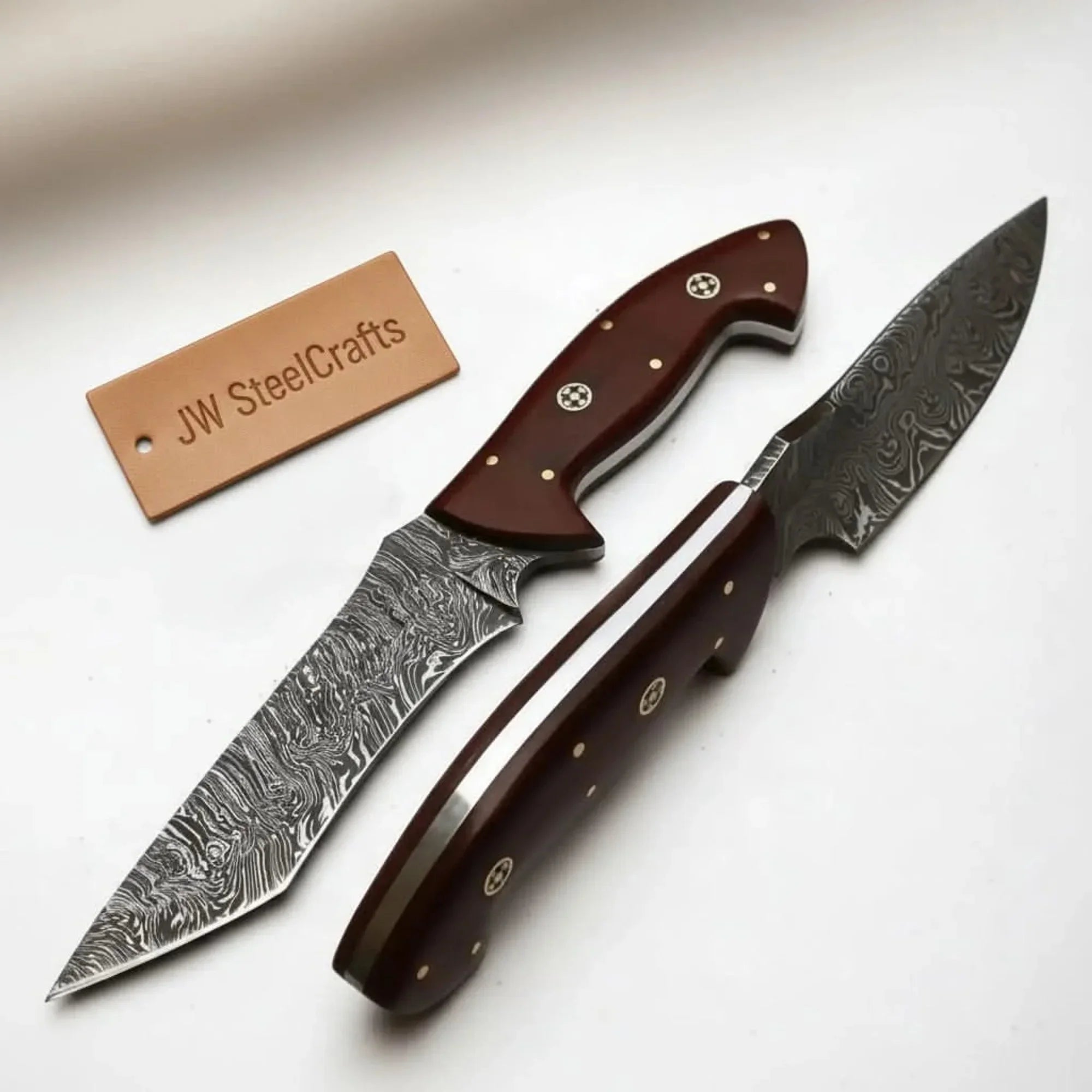 Handmade Damascus Steel Chestnut Skinner Knife Set 10" Fixed Blade Knife