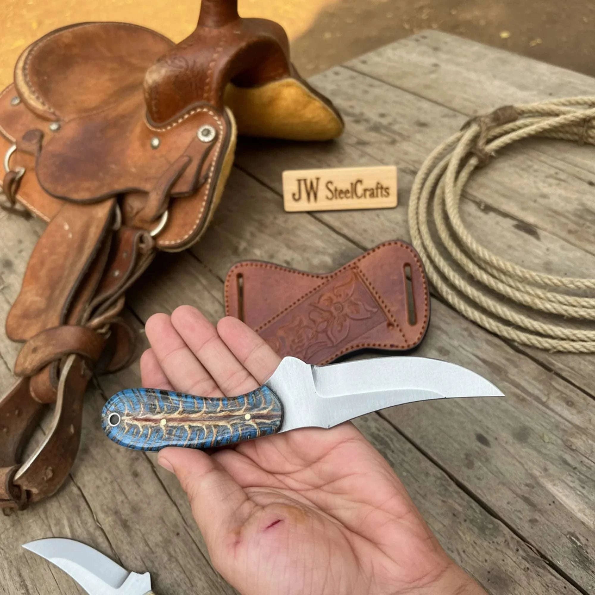 Palmarius Outdoors Antler Ridge Skinner Knife 8" Handmade Damascus Stag Horn Handle Skinner Knife