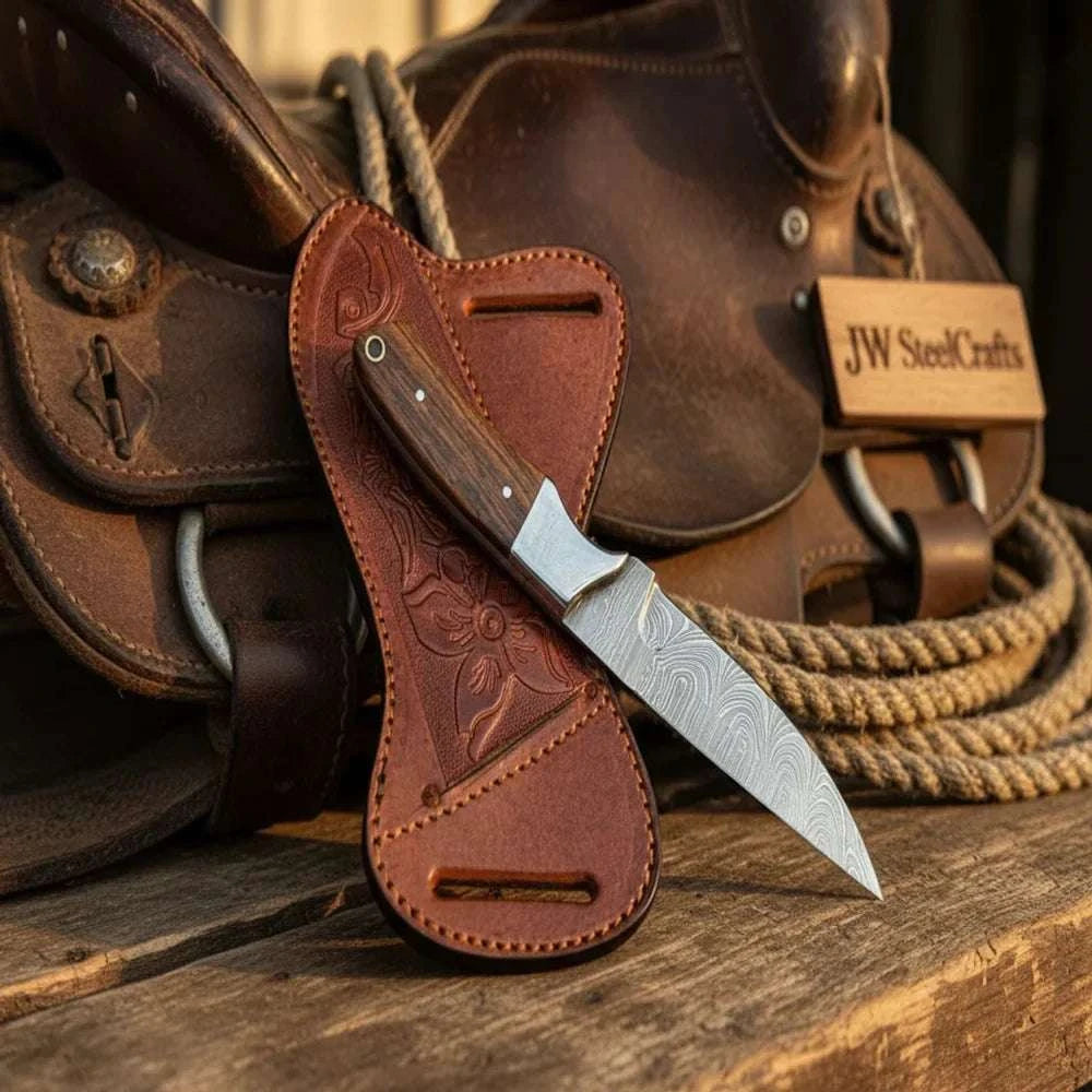 Palmarius Outdoors Darkwood Wide Skinner 7" Handmade Damascus Dark Wood Handle Skinner Knife