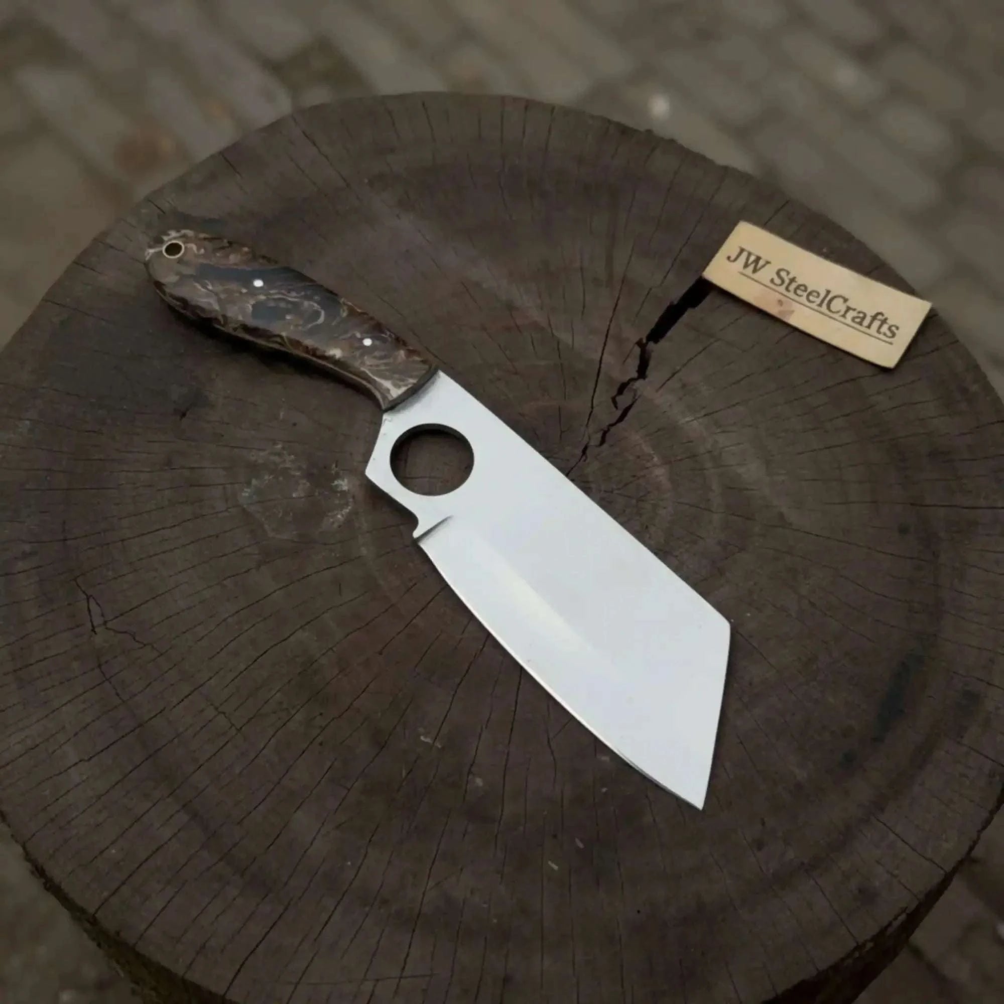 Palmarius Outdoors Sheepsfoot Fixed Blade Knife Polished Blade Thumb Hole Resin Handle