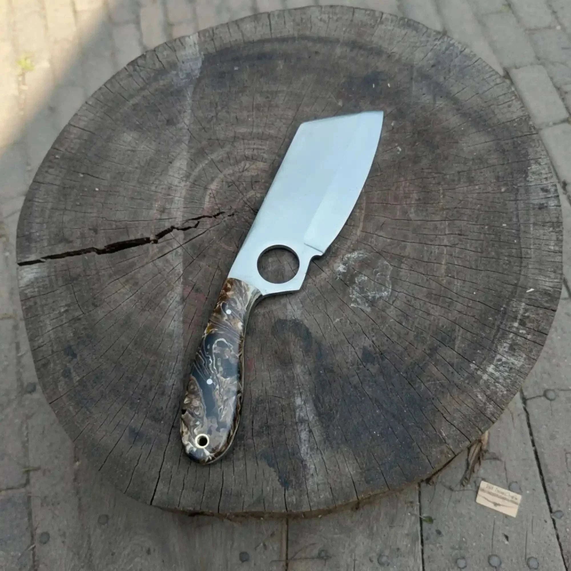 Palmarius Outdoors Sheepsfoot Fixed Blade Knife Polished Blade Thumb Hole Resin Handle
