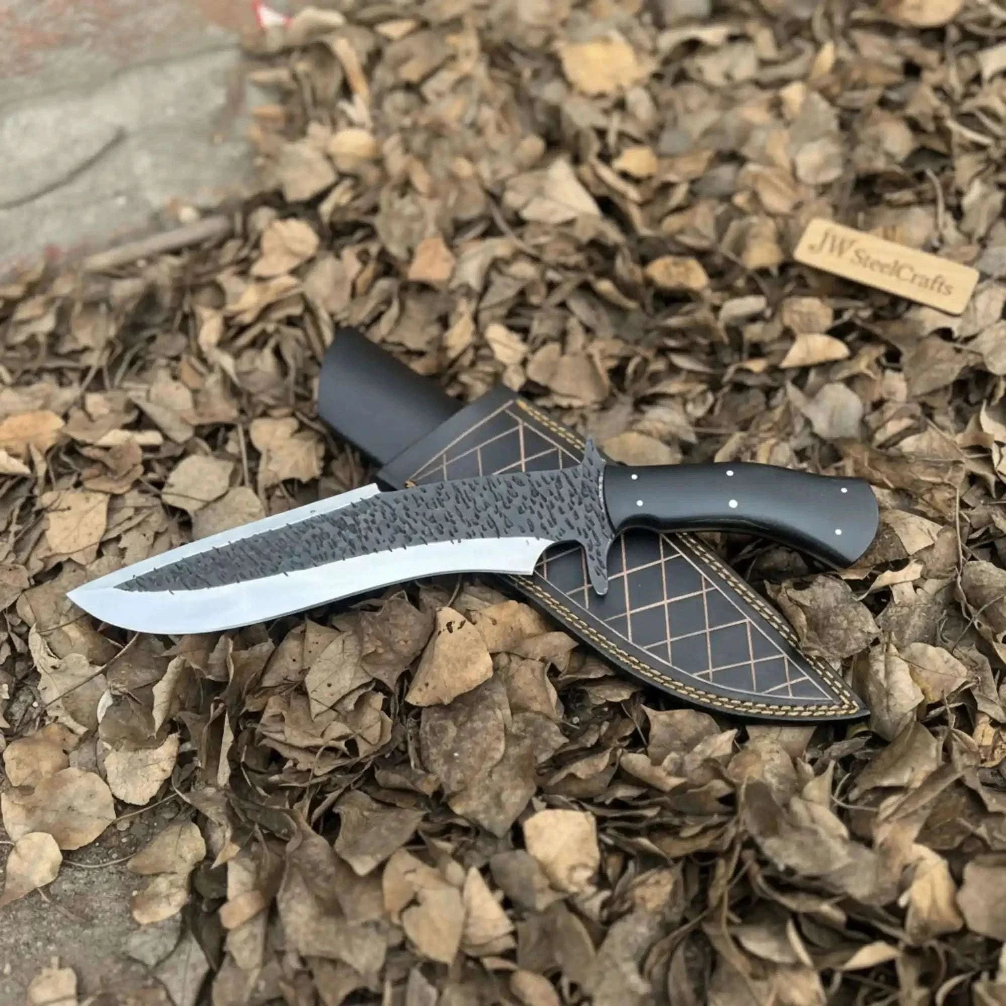 Palmarius Outdoors Handmade Carbon Steel Clip Point Bowie Knife with Black Micarta Handle Bowie Knife