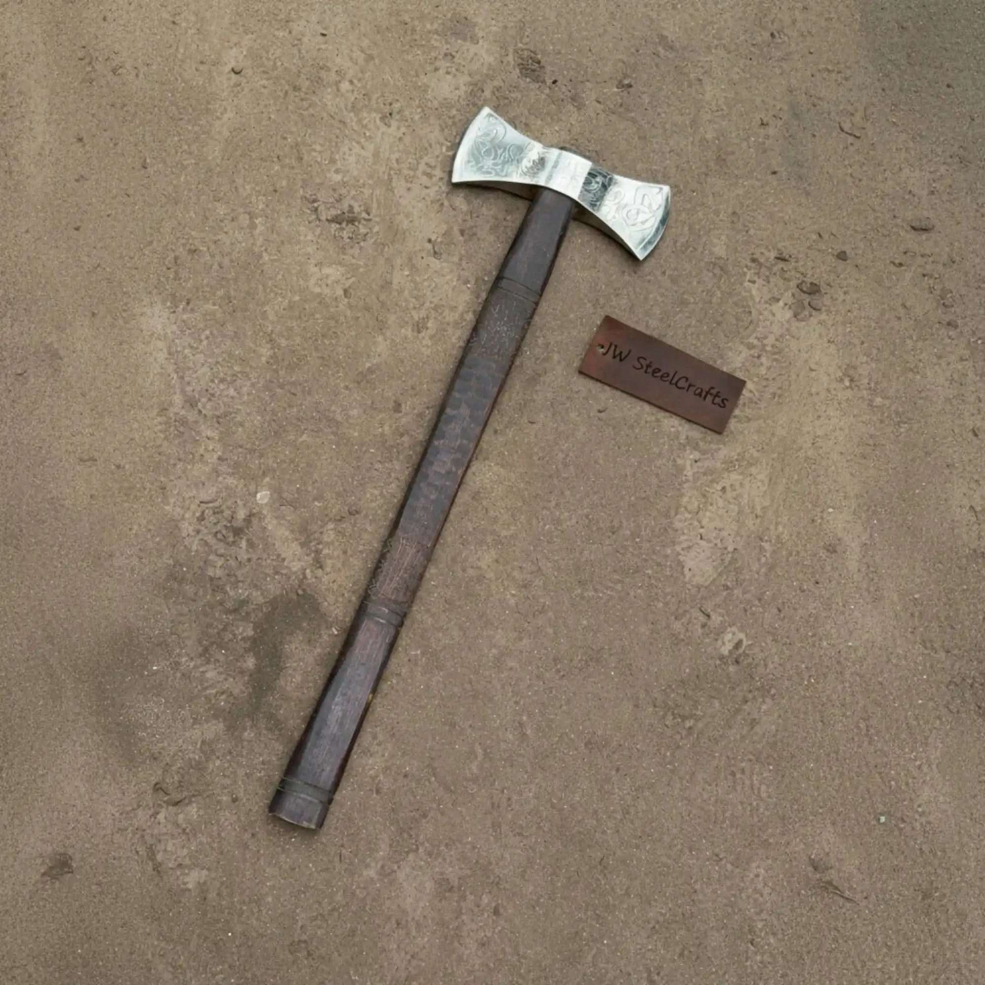 Palmarius Outdoors American Double Bit Axe with Wood Handle and Engraved Head Handmade Axe