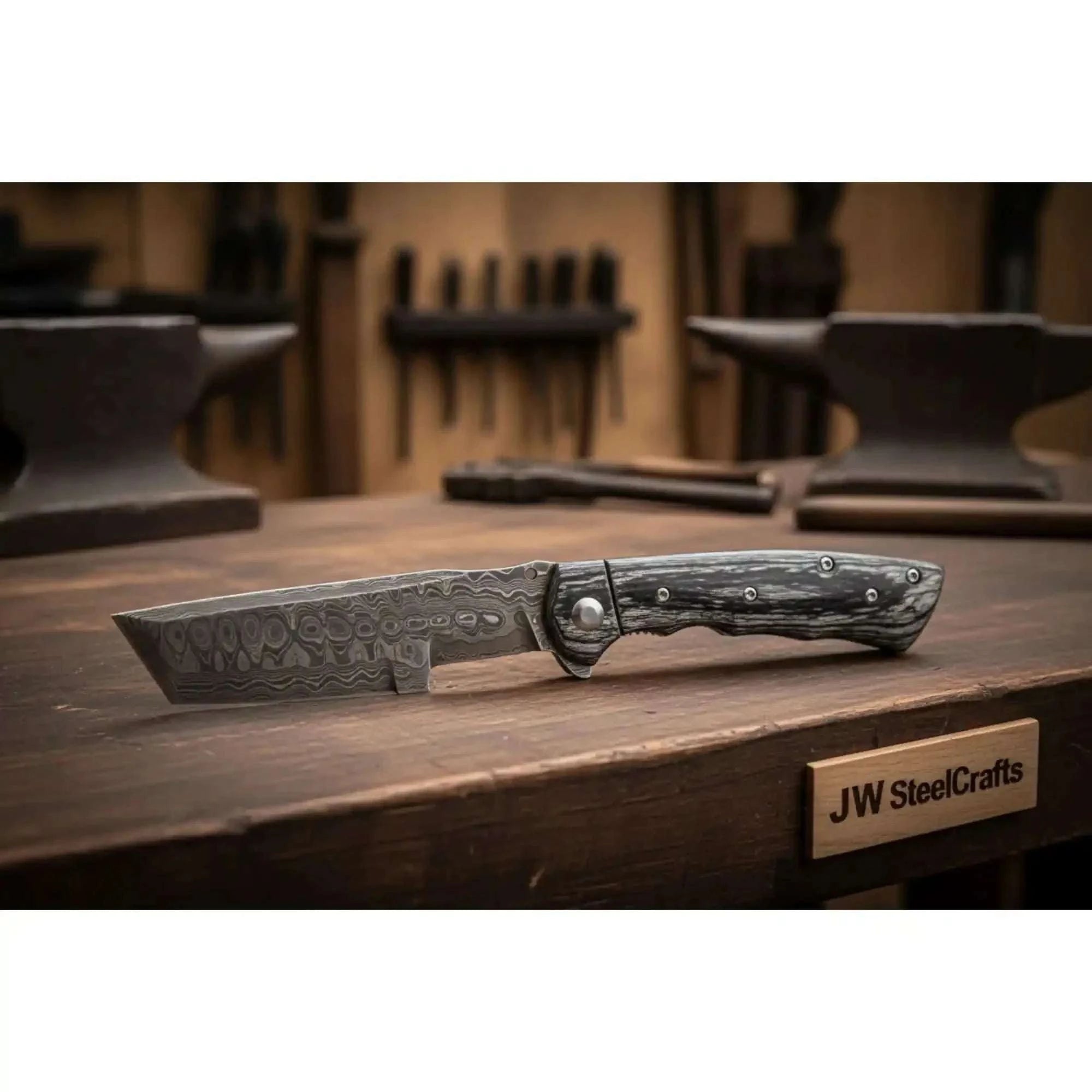 Palmarius Outdoors Premium Damascus Tracker Fixed Blade Knife Full Tang Durable EDC Blade