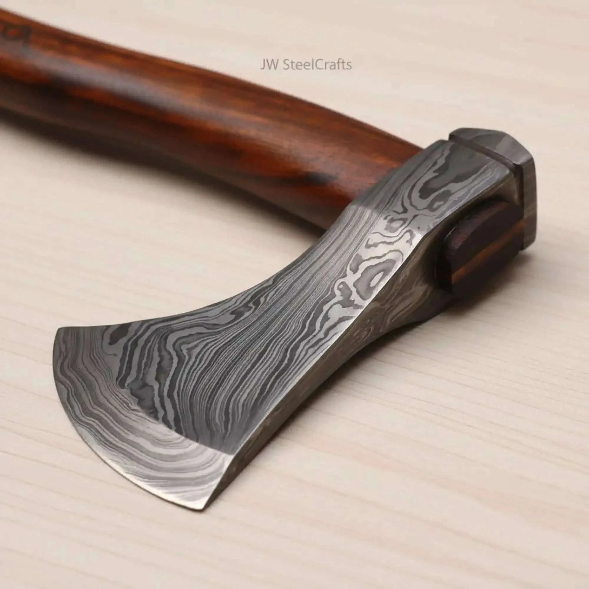 Palmarius Outdoors Damascus Skeggox Viking Bearded Axe with Rose Wood Handle