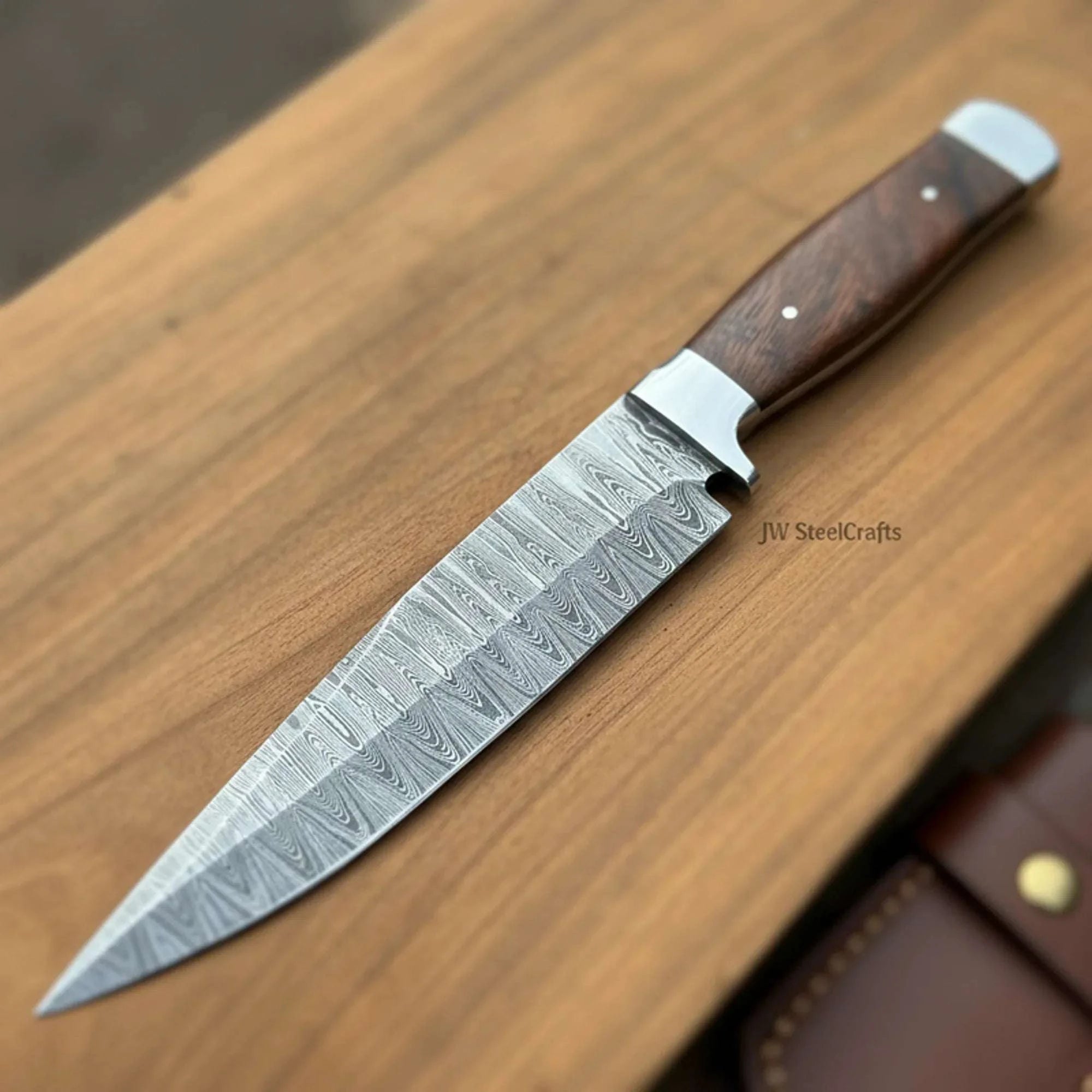 Palmarius Outdoors European Carving Knife Damascus Blade Wooden Handle Fixed Blade Tool Chef Knife