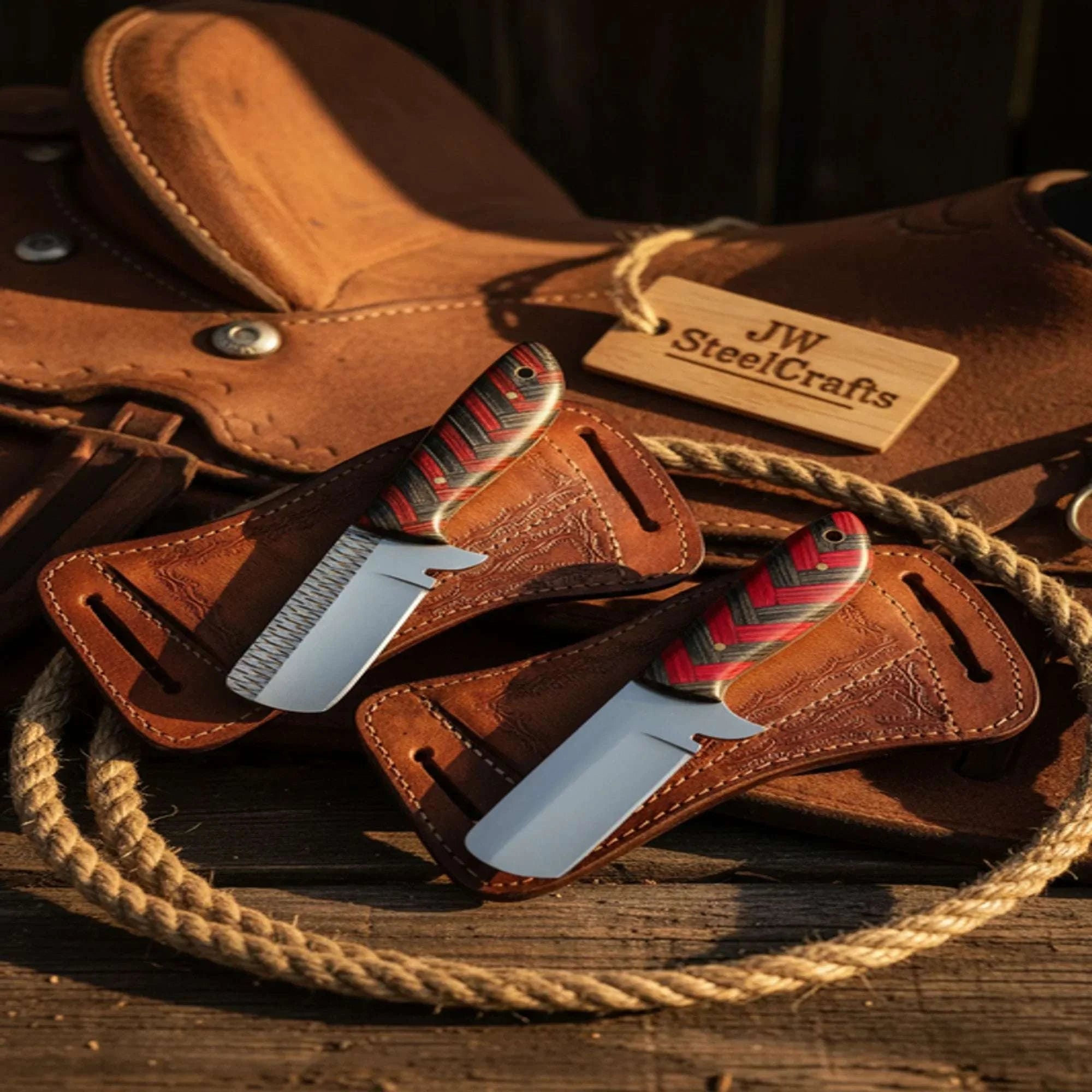 Palmarius Outdoors Pakkawood Bull Cutter Duo with Multi Color Handles Hunting Knife