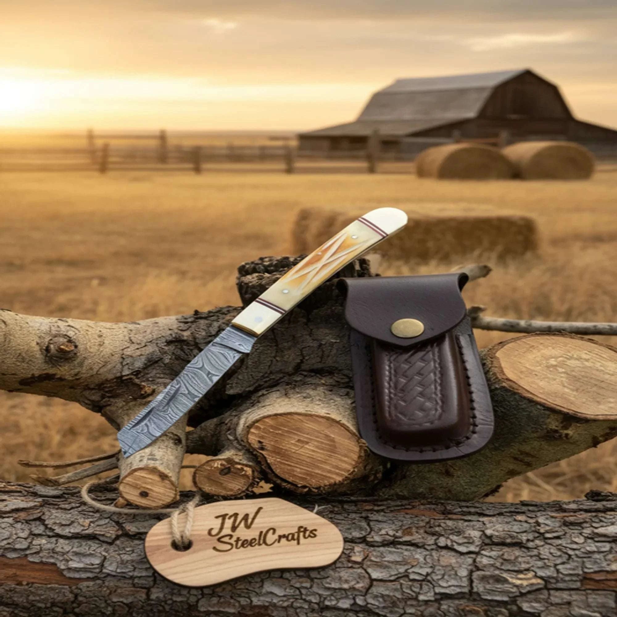 Palmarius Outdoors Timberline Folding Trapper Knife 8" Handmade Bone Handle Slipjoint EDC Pocket Knife Folding Knife