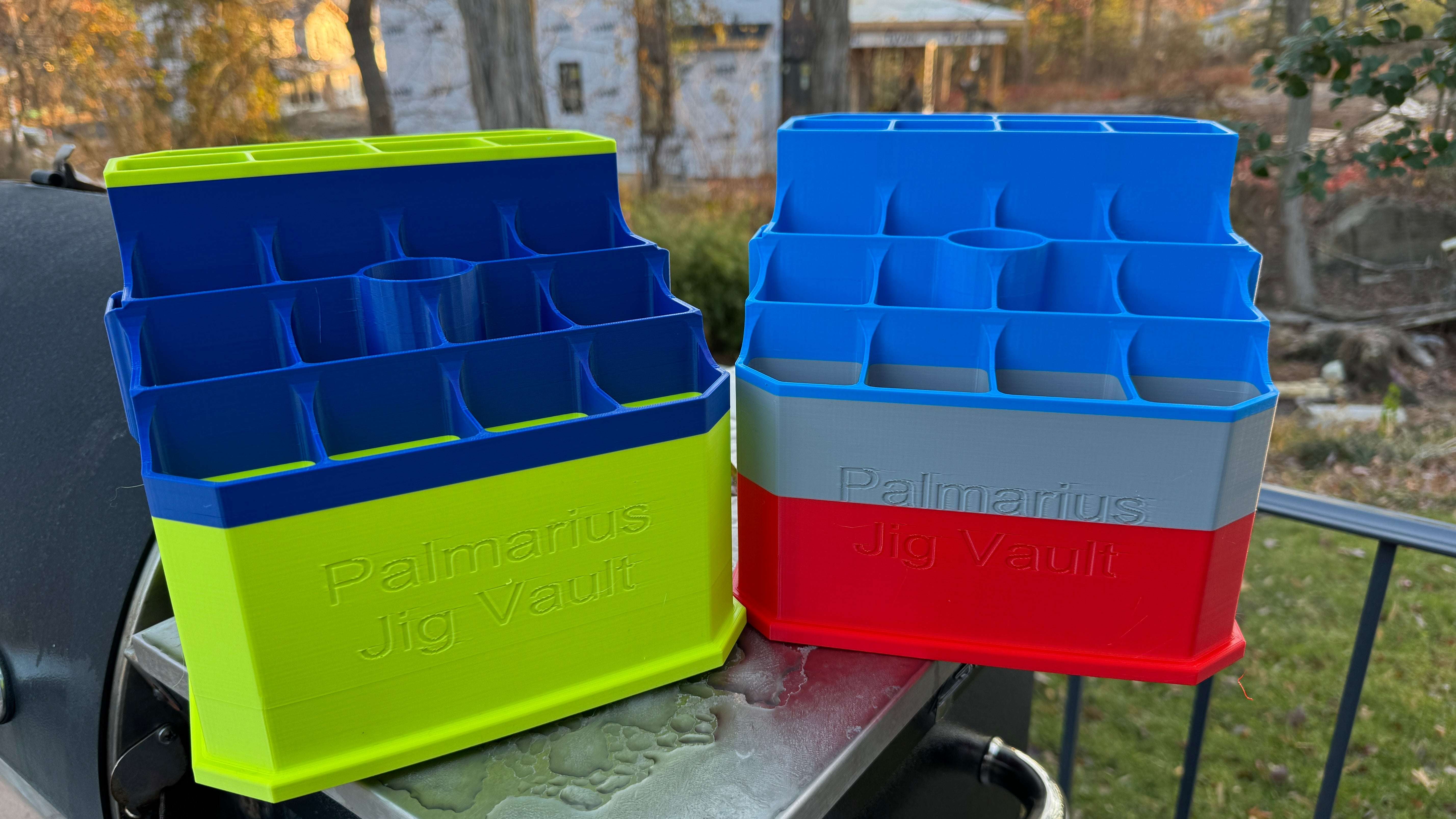 Palmarius Outdoors Jig Vault™ Shorty Square Jig Bucket Skeleton with Carry Strap Fishing Accessories