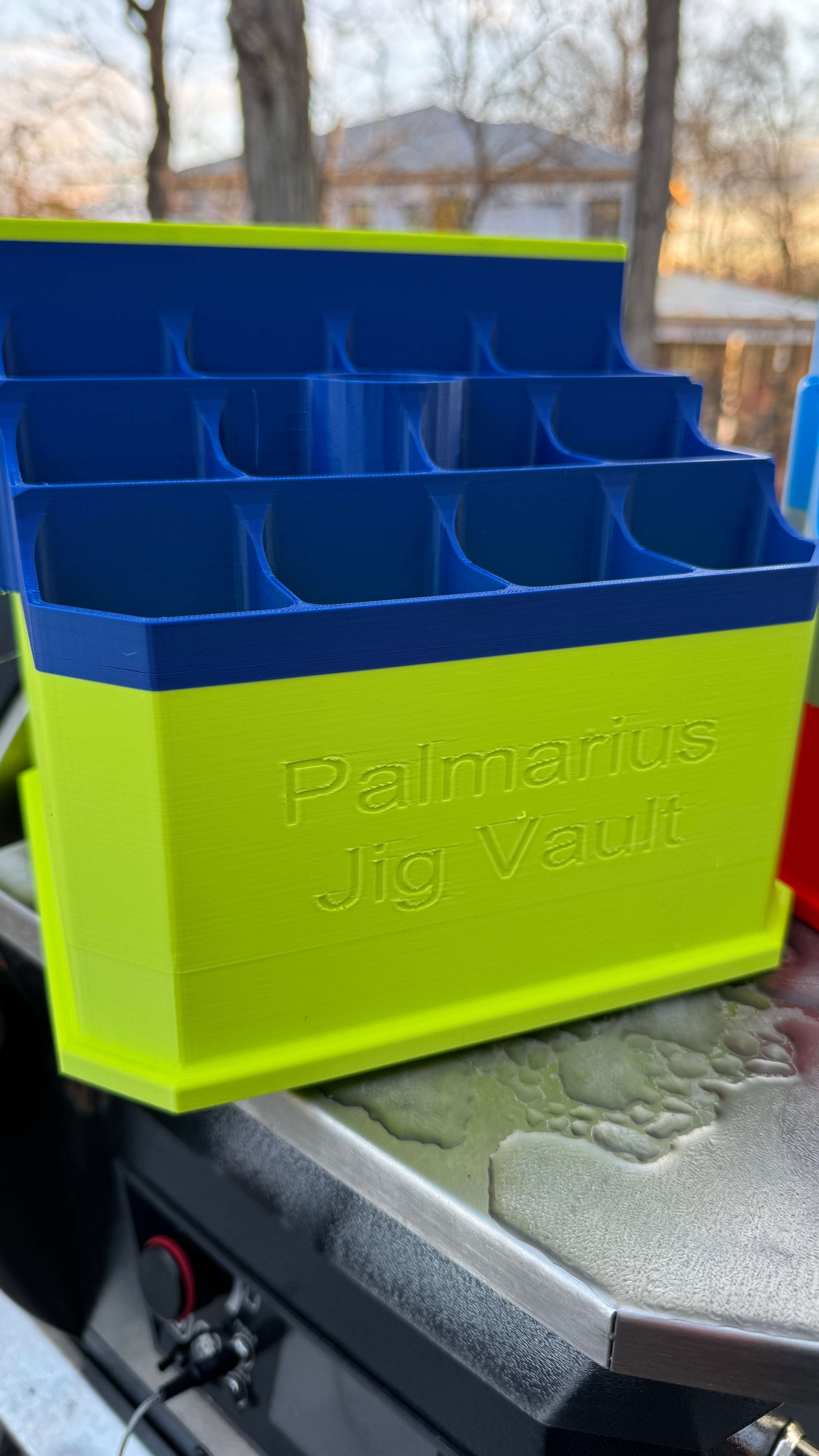 Palmarius Outdoors Jig Vault™ Shorty Square Jig Bucket Skeleton with Carry Strap Fishing Accessories
