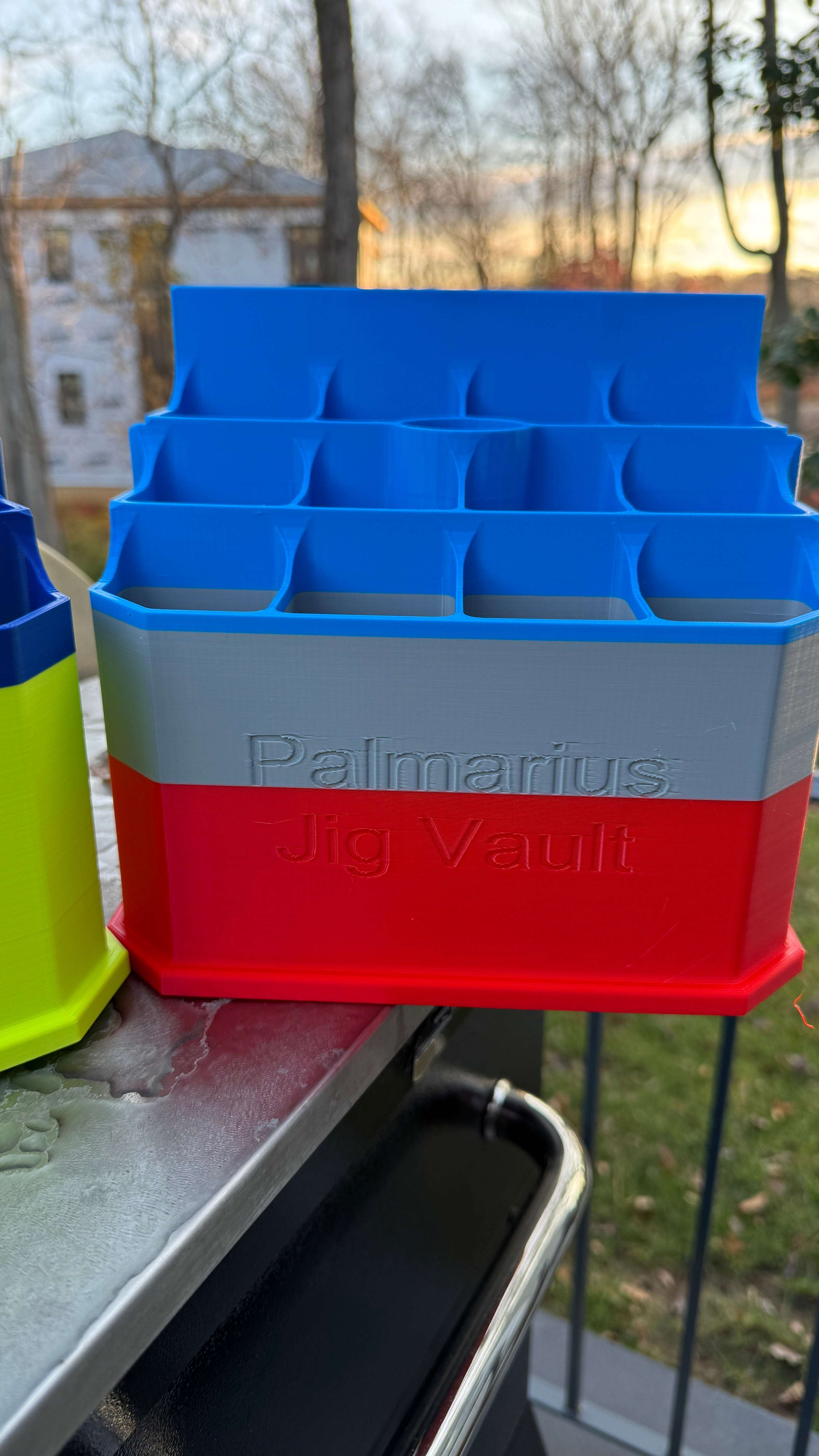 Palmarius Outdoors Jig Vault™ Shorty Square Jig Bucket Skeleton with Carry Strap Fishing Accessories