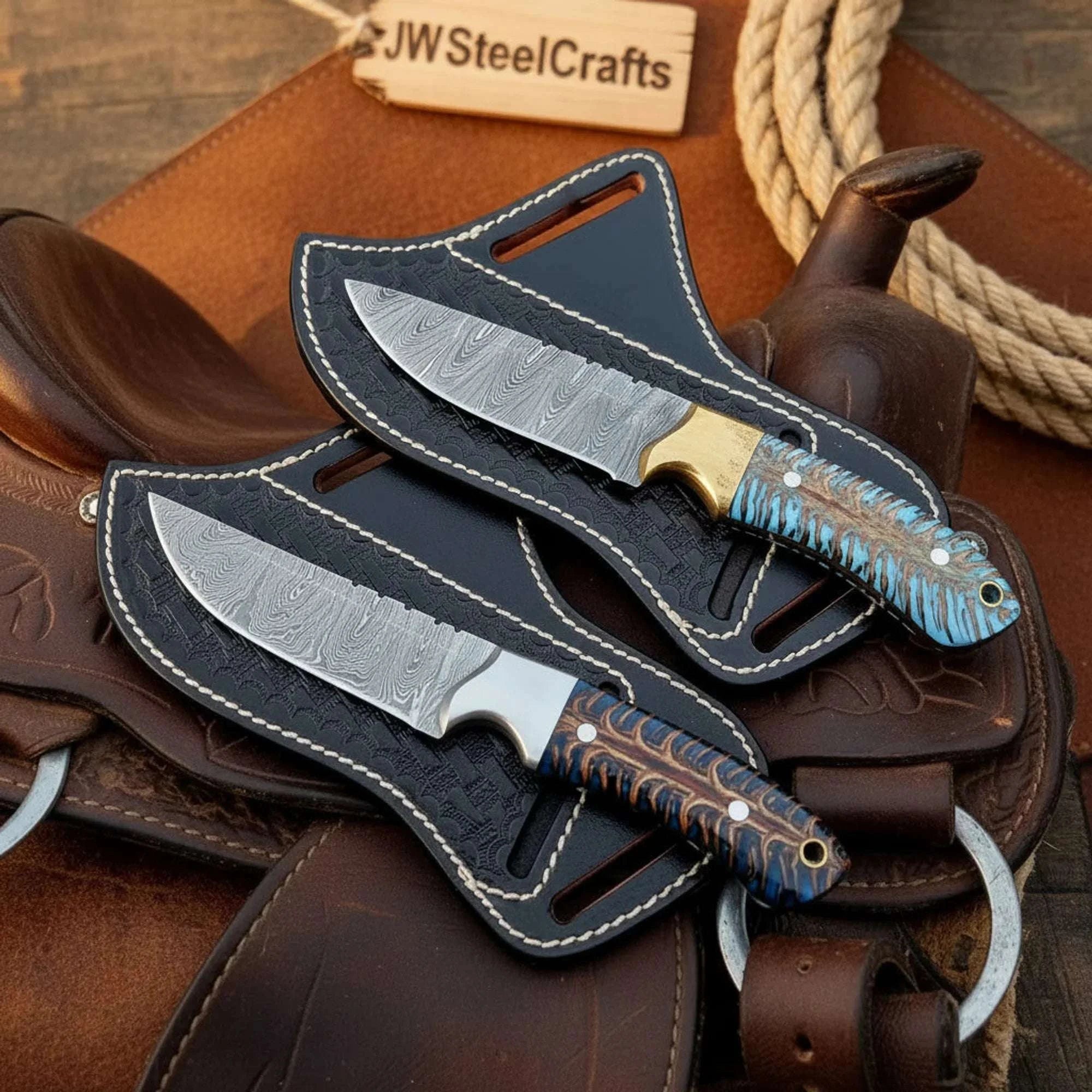 Palmarius Outdoors Pinecone Cowboy Crossdraw Set with Dual Colored Handles Hunting Knife