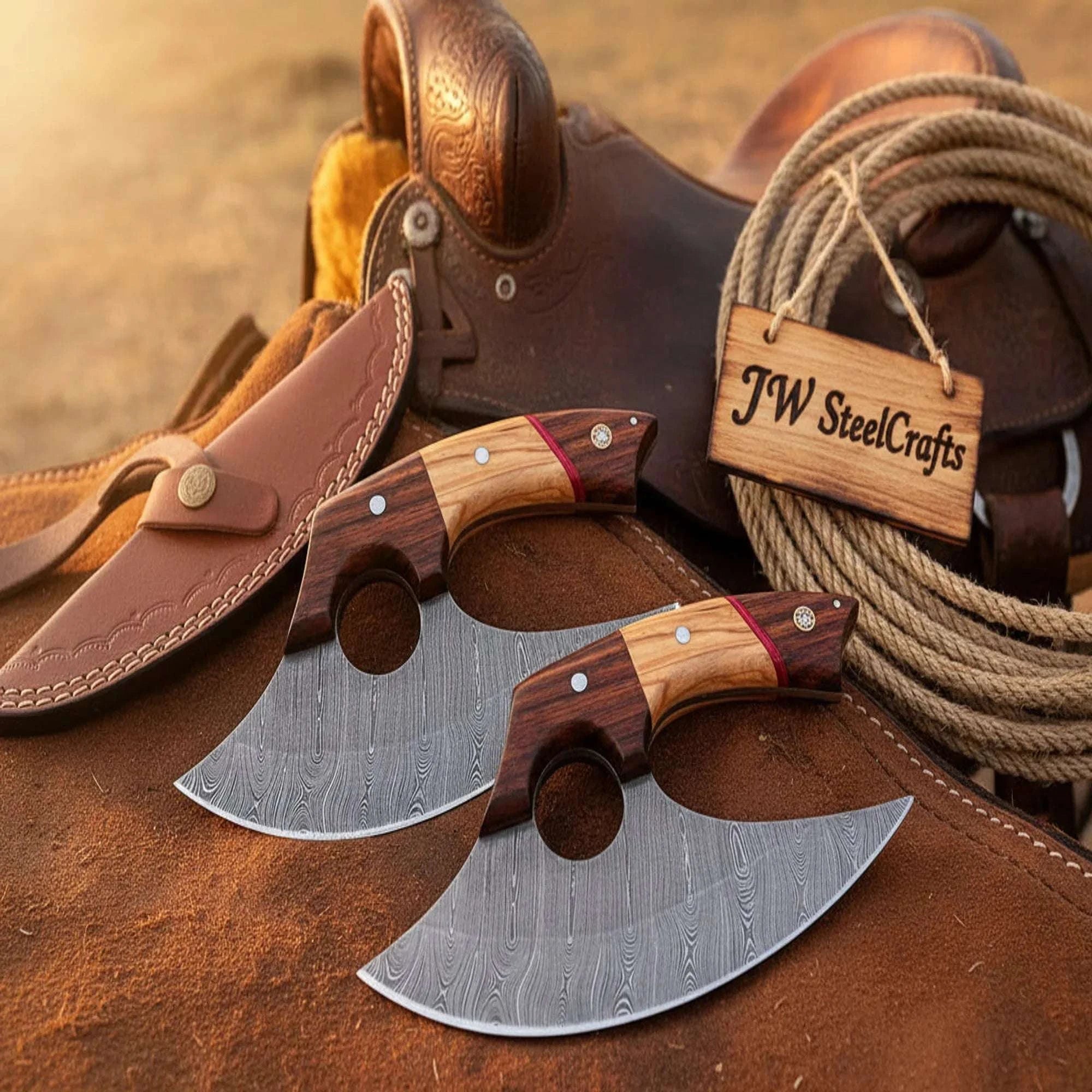 Palmarius Outdoors Alaskan Ulu Knife Set with Olive Wood and Rosewood Handle Ulu knife