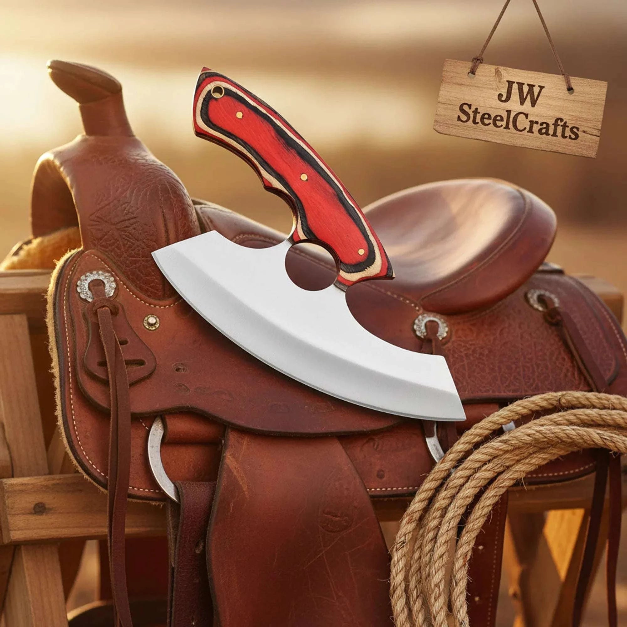 Palmarius Outdoors Bnazind Ulu Knife with Multi Color Pakka Wood Handle Ulu knife