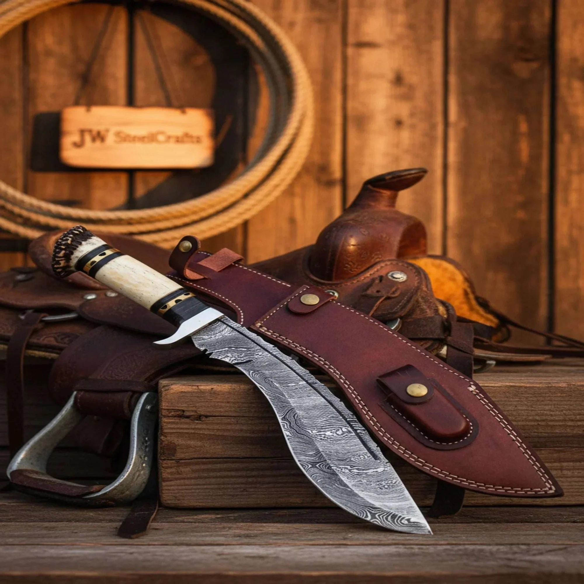 Palmarius Outdoors Crown Stag Khurka Knife with Stag Horn Resin Handle Kukri Knife
