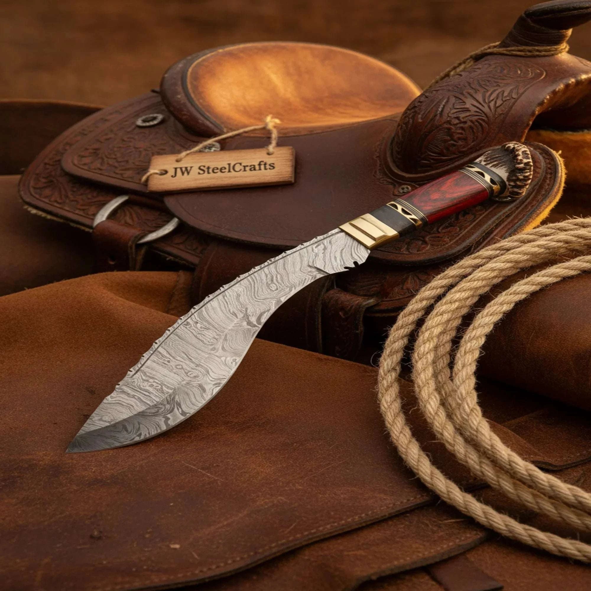 Palmarius Outdoors Crown Stag Kukri Bowie Knife with Layered Resin Handle Bowie Knife