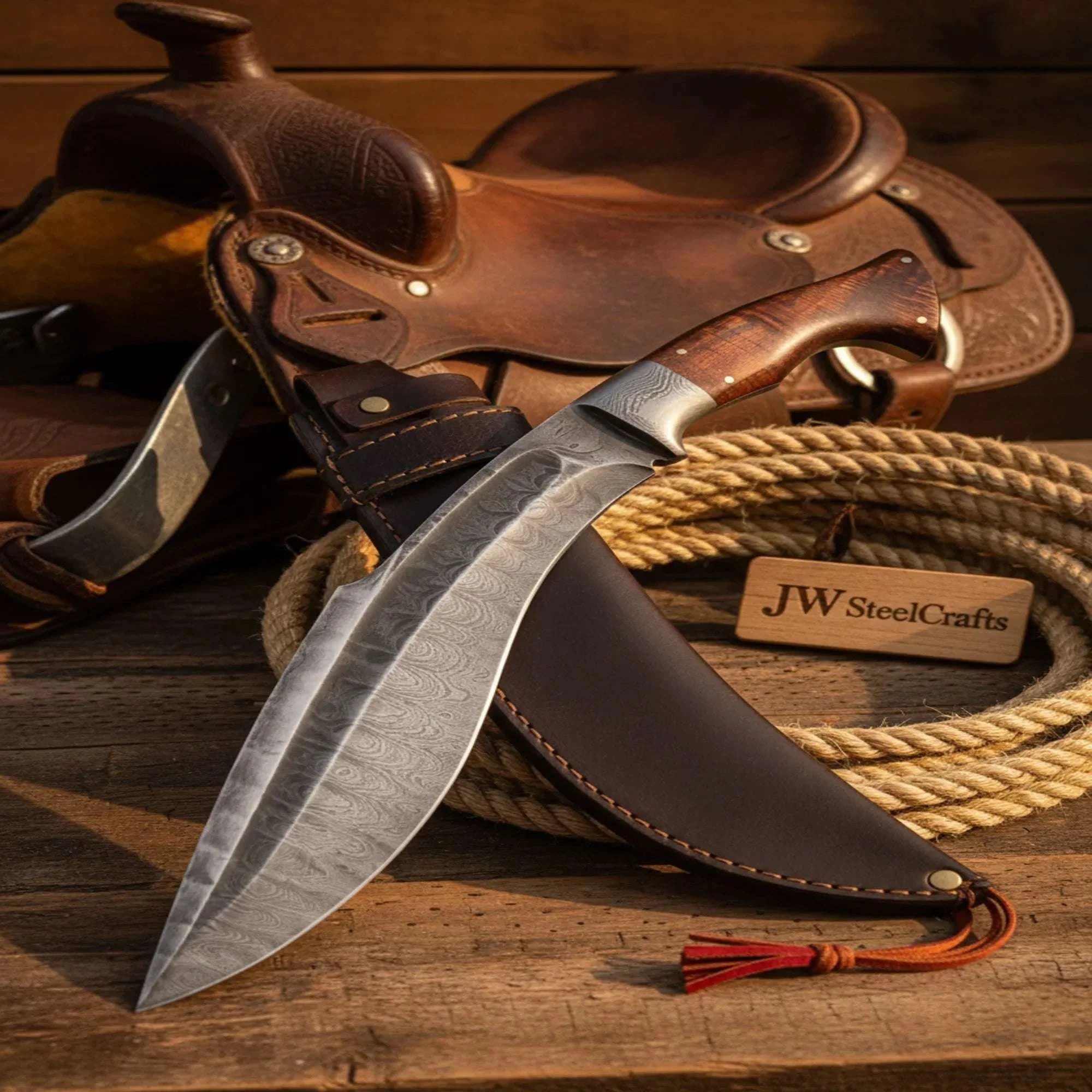 Palmarius Outdoors Ember Tassel Kukri Knife 9" Rosewood Handle Fuller Blade Gurkha Survival Bushcraft Chopper Kukri Knife