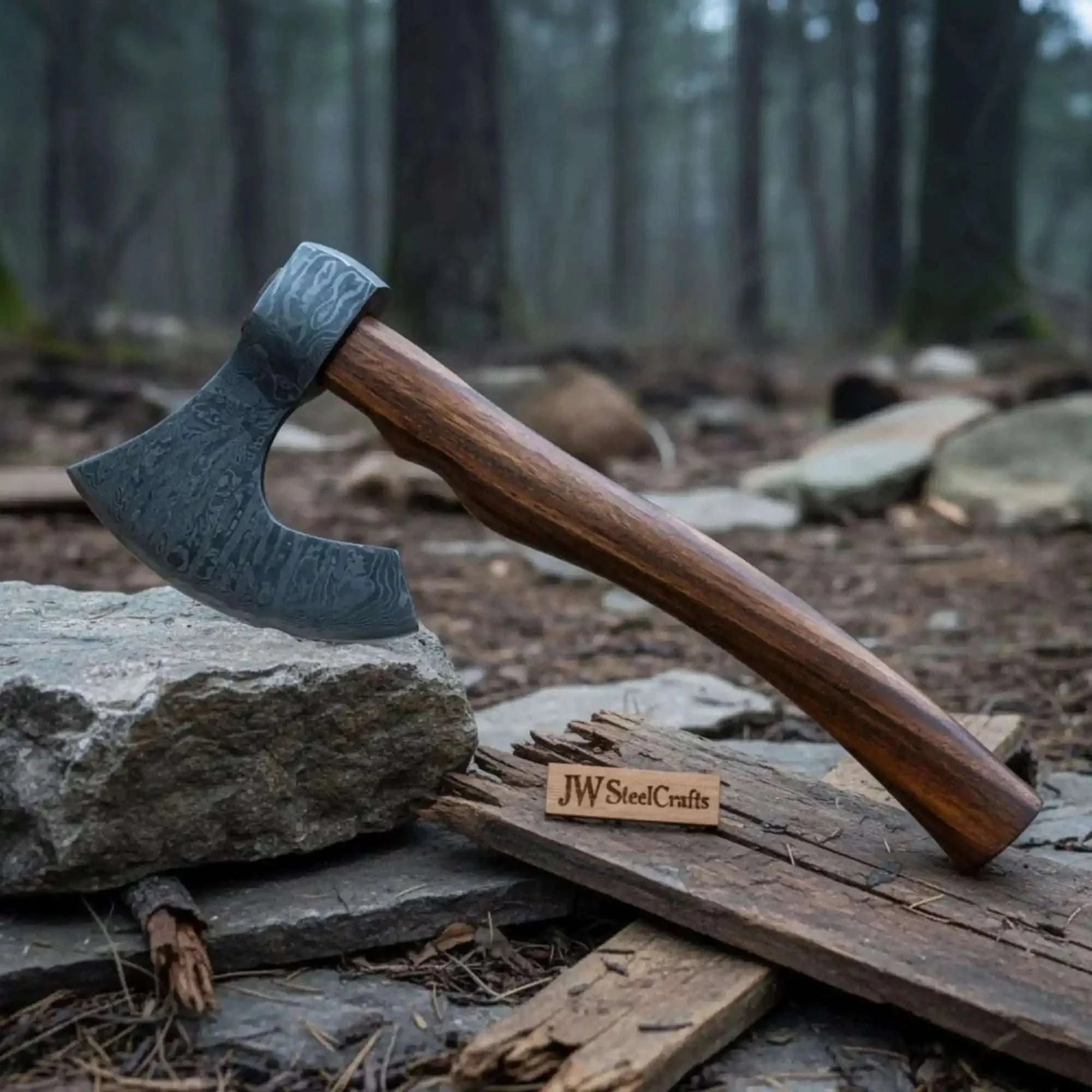 Palmarius Outdoors Viking Damascus Bearded Axe with 19 Inch Rosewood Handle Handmade Axe
