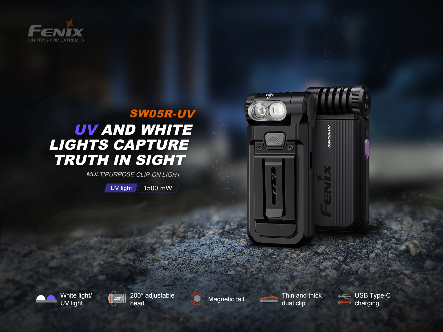 Palmarius Outdoors Fenix SW05R Multipurpose Clip-On Light with Red or UV Output EDC Flashlight