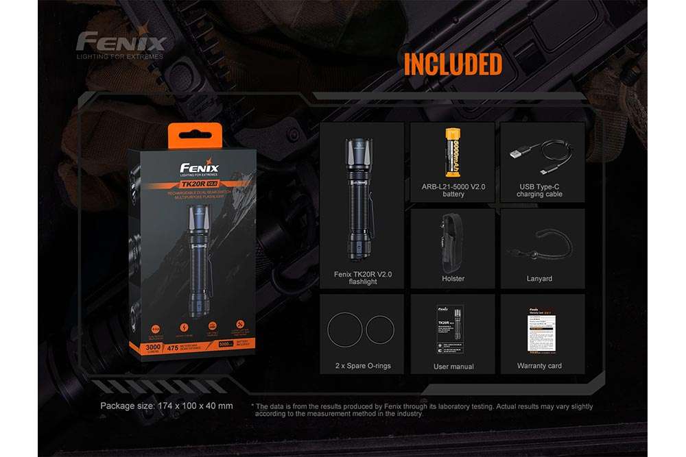 Palmarius Outdoors Fenix TK20R V2.0 Rechargeable Flashlight | 3000 lumens Tactical Flashlight