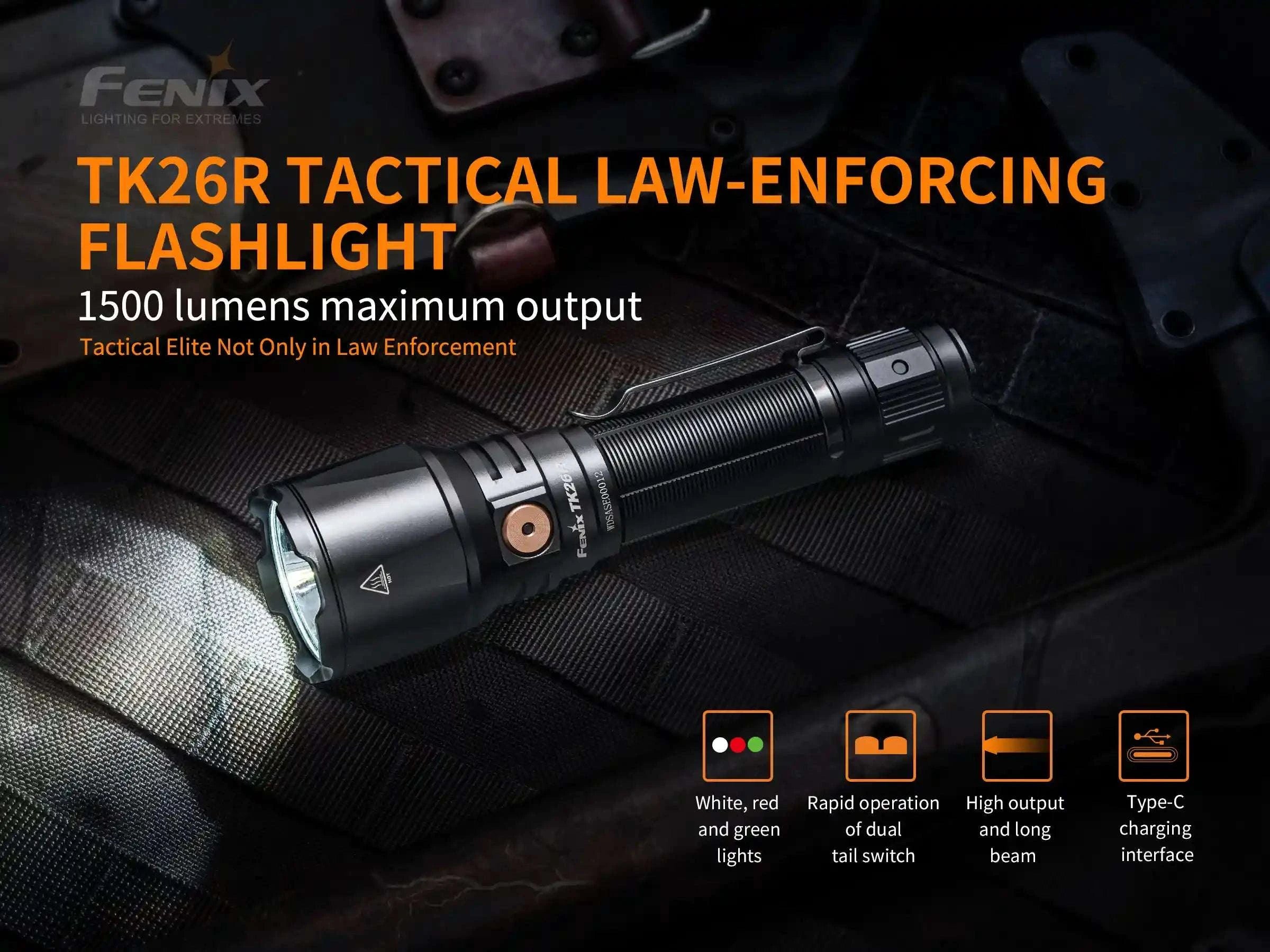 Palmarius Outdoors Fenix TK26R Tactical LED Flashlight - 1500 Lumens Tactical Flashlight