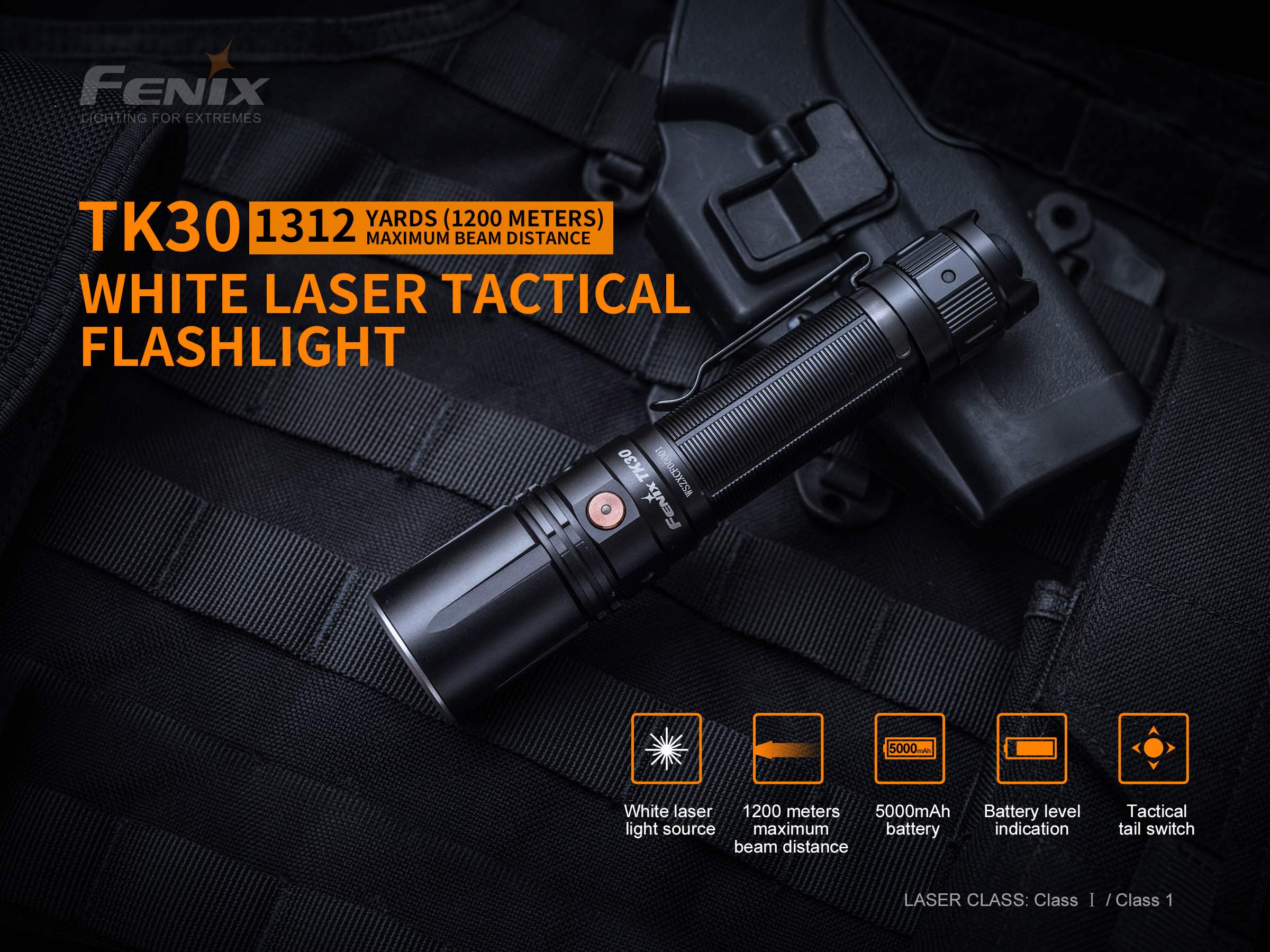 Palmarius Outdoors Fenix TK30 White Laser LED Flashlight Tactical Flashlight