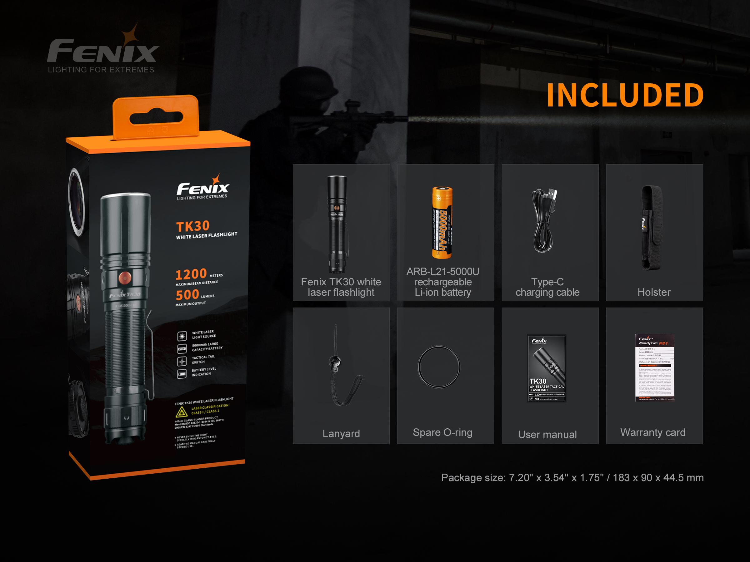 Palmarius Outdoors Fenix TK30 White Laser LED Flashlight Tactical Flashlight