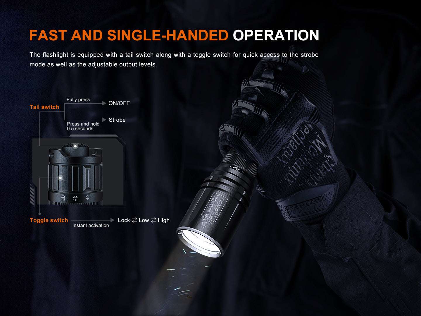 Palmarius Outdoors Fenix TK30R Tactical White Laser Rechargeable Flashlight Tactical Flashlight