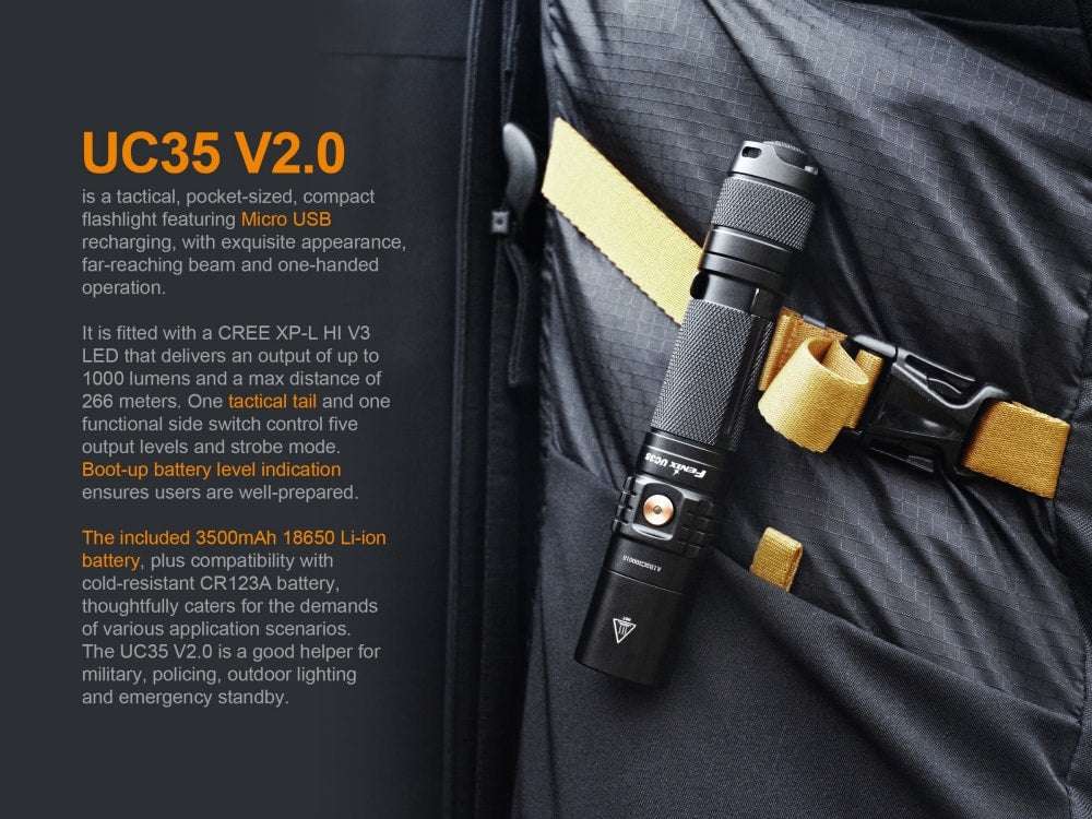 Palmarius Outdoors Fenix UC35 V2.0 LED Rechargeable EDC Flashlight Rechargeable Flashlight