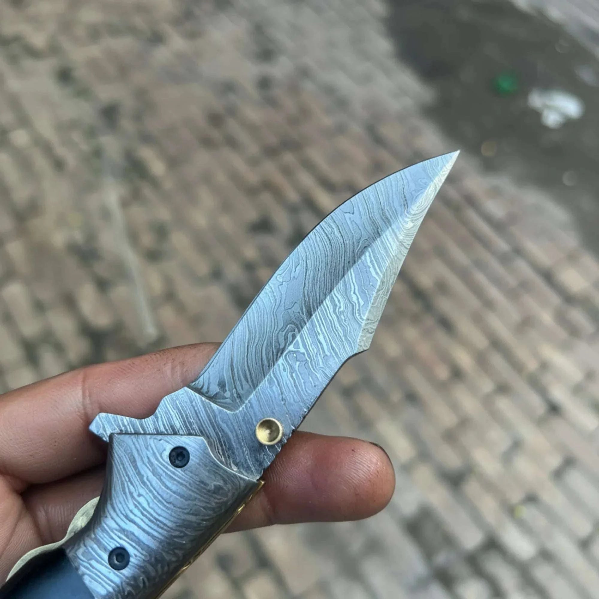 Palmarius Outdoors Blacktanto Ridge Folder Knife 8" Handmade Damascus Micarta Handle Folding Knife
