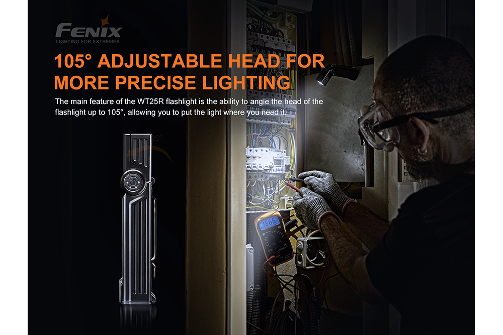 Palmarius Outdoors Fenix WT25R Adjustable Head LED Flashlight - 1000 Lumens Work Flashlight