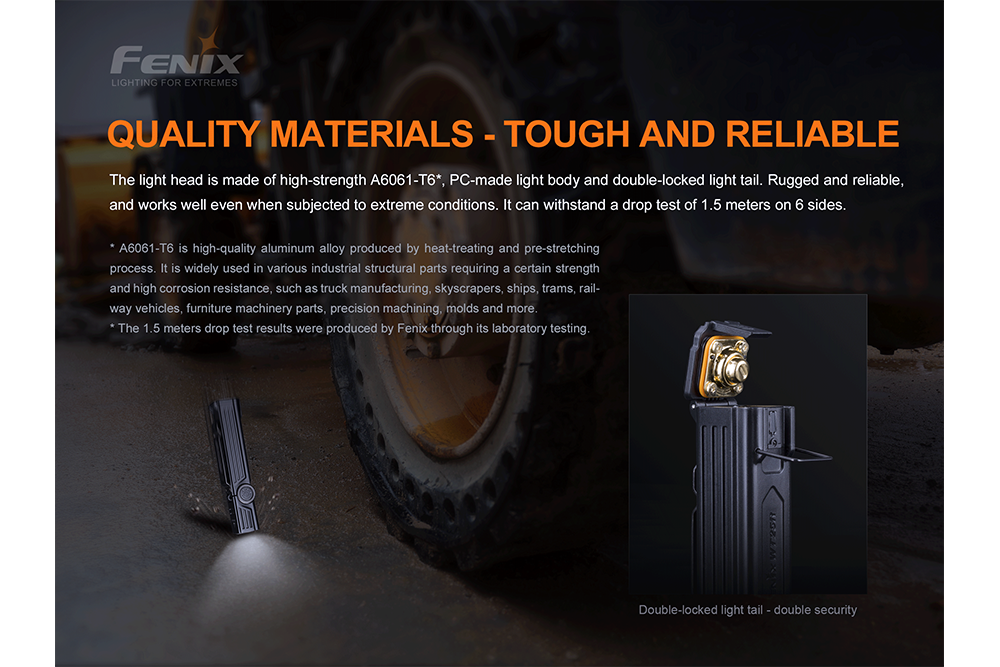 Palmarius Outdoors Fenix WT25R Adjustable Head LED Flashlight - 1000 Lumens Work Flashlight