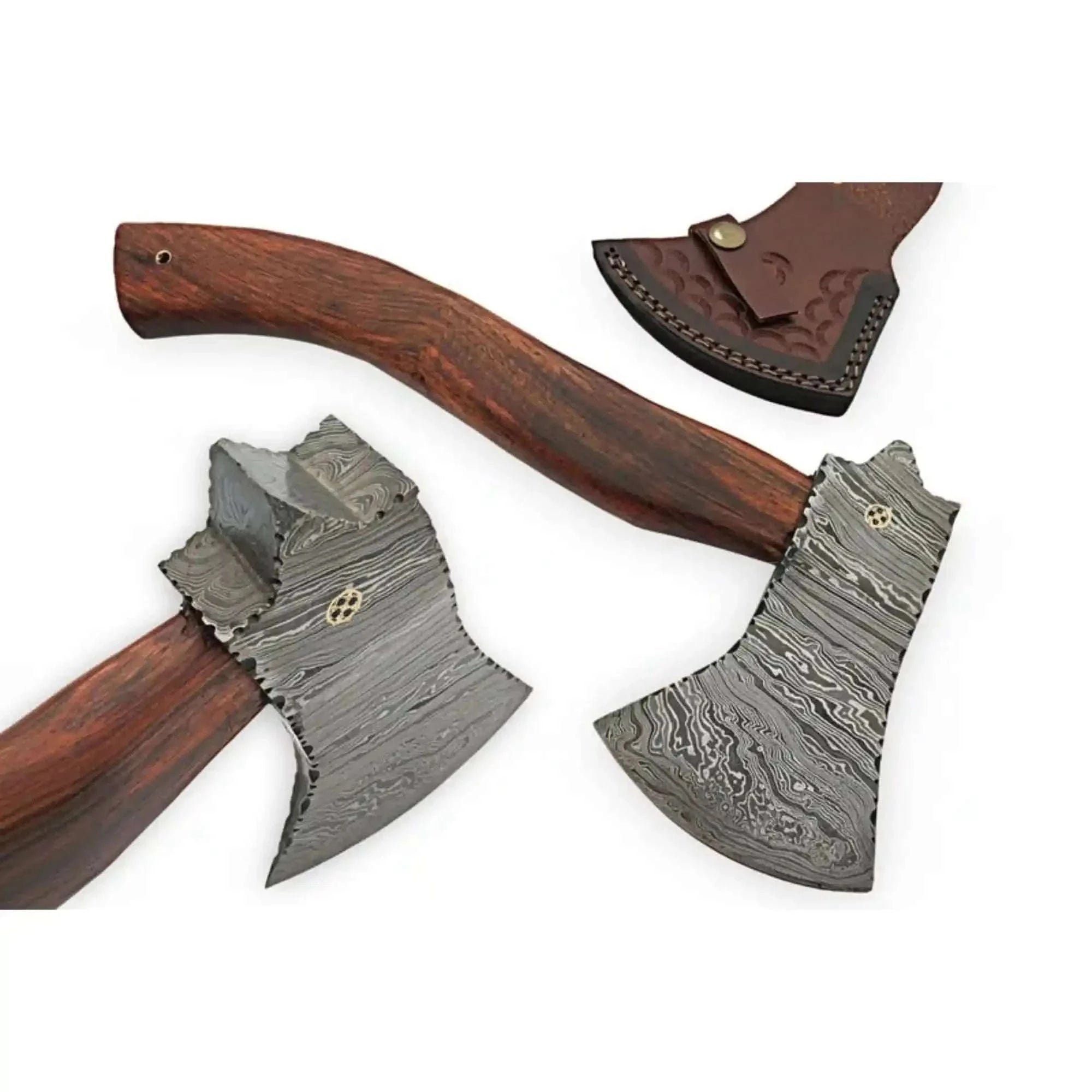 Palmarius Outdoors Hollow Pine Damascus Axe with Rosewood Handle Handmade Axe