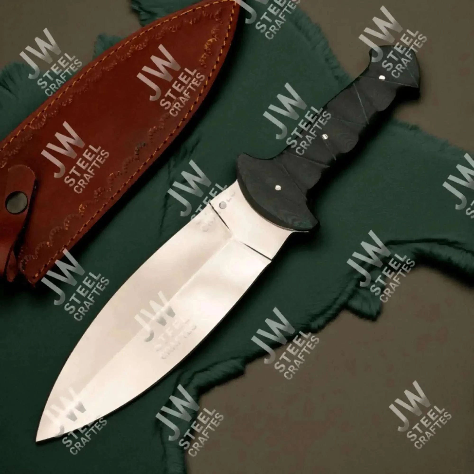 Palmarius Outdoors Hand-Forged J2 Stainless Steel Outdoor Utility Knife – Micarta Handle, Leather Sheath Boot Knife