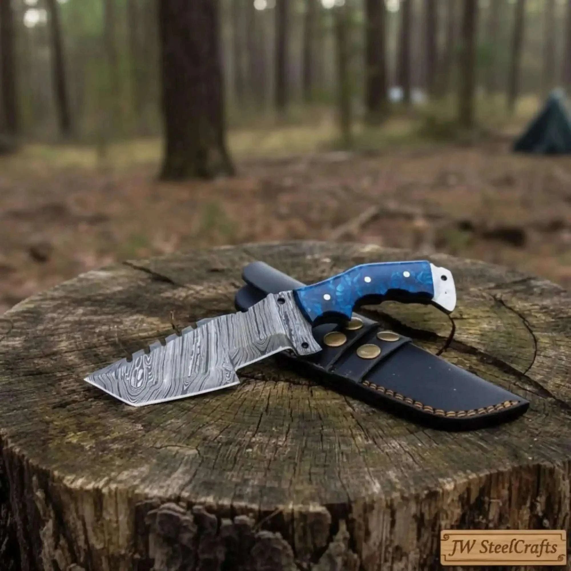 Palmarius Outdoors Slate Ridge Tanto Tracker Knife 10" Handmade Twisted Damascus Blade Handmade Tracker Knives