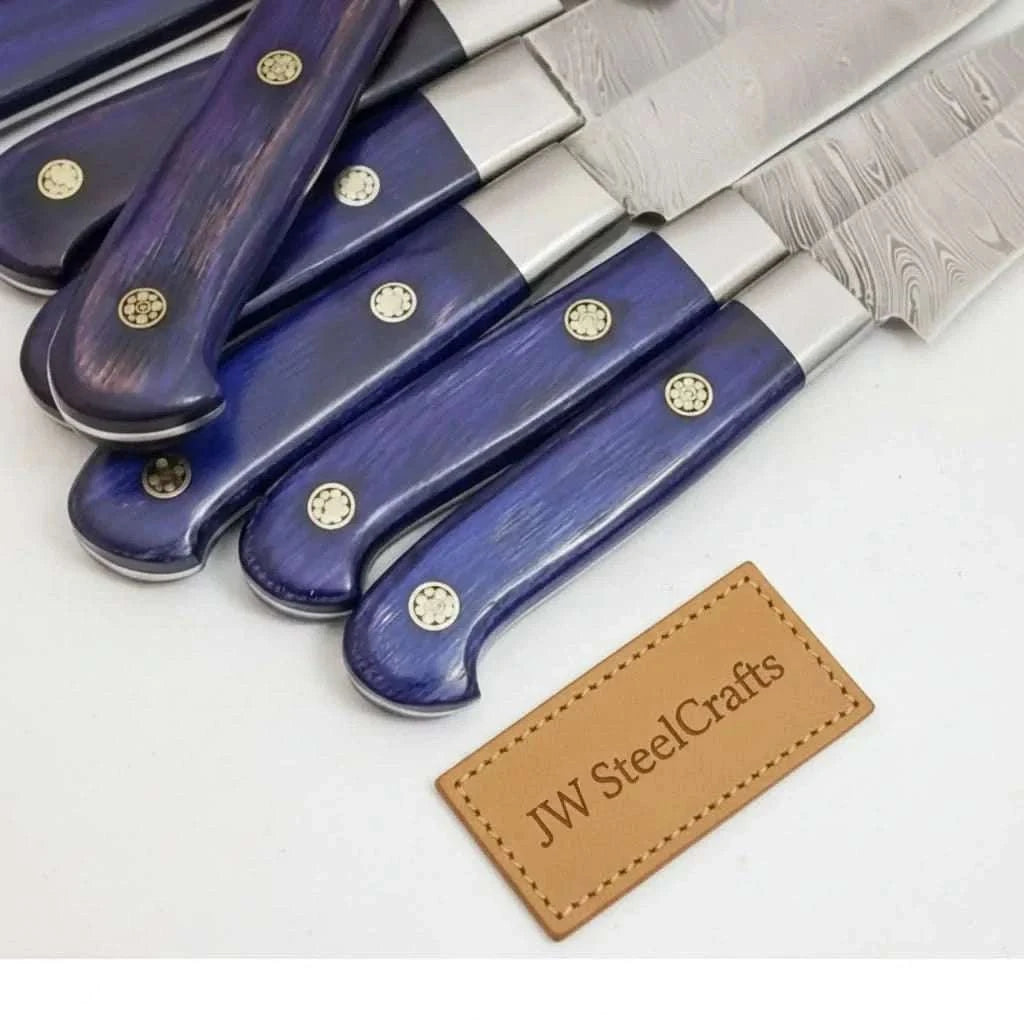 Palmarius Outdoors 7-Piece Damascus Kitchen Knife Set — Chinese Cleaver, Bread, Chef, Santoku, Slicing, Utility & Paring Handmade Chef Knife Sets