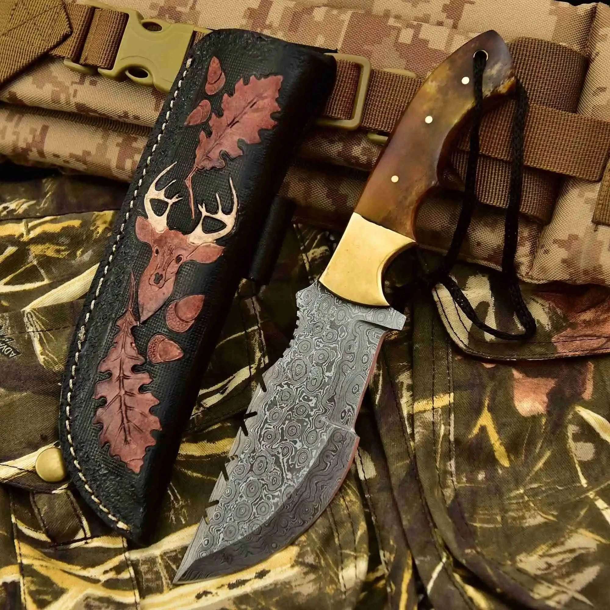 Palmarius Outdoors Canyon Tracker Survival Knife Damascus Steel Multiple Handle Colors | JW SteelCrafts Handmade Tracker Knives
