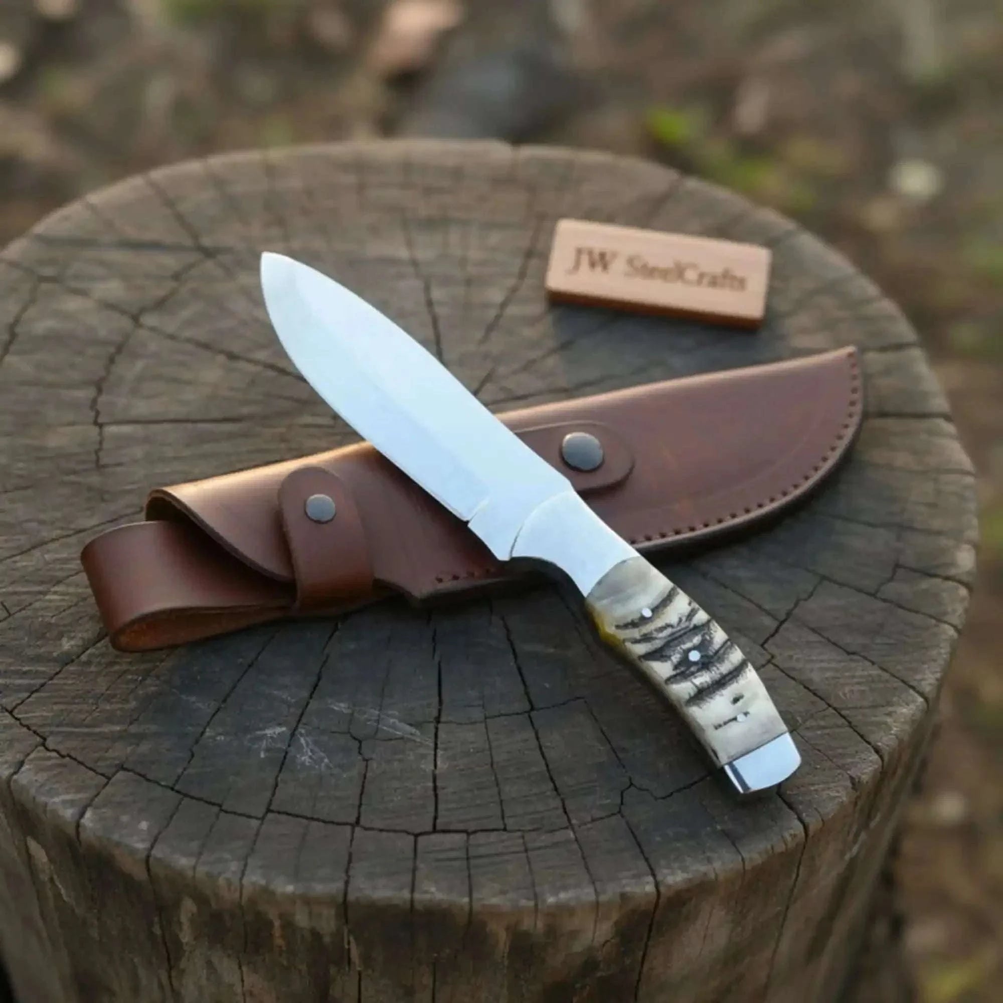 Palmarius Outdoors Antler Creek Skinner Knife 9" Handmade Mirror Polished Ram Horn Handle Skinner Knife