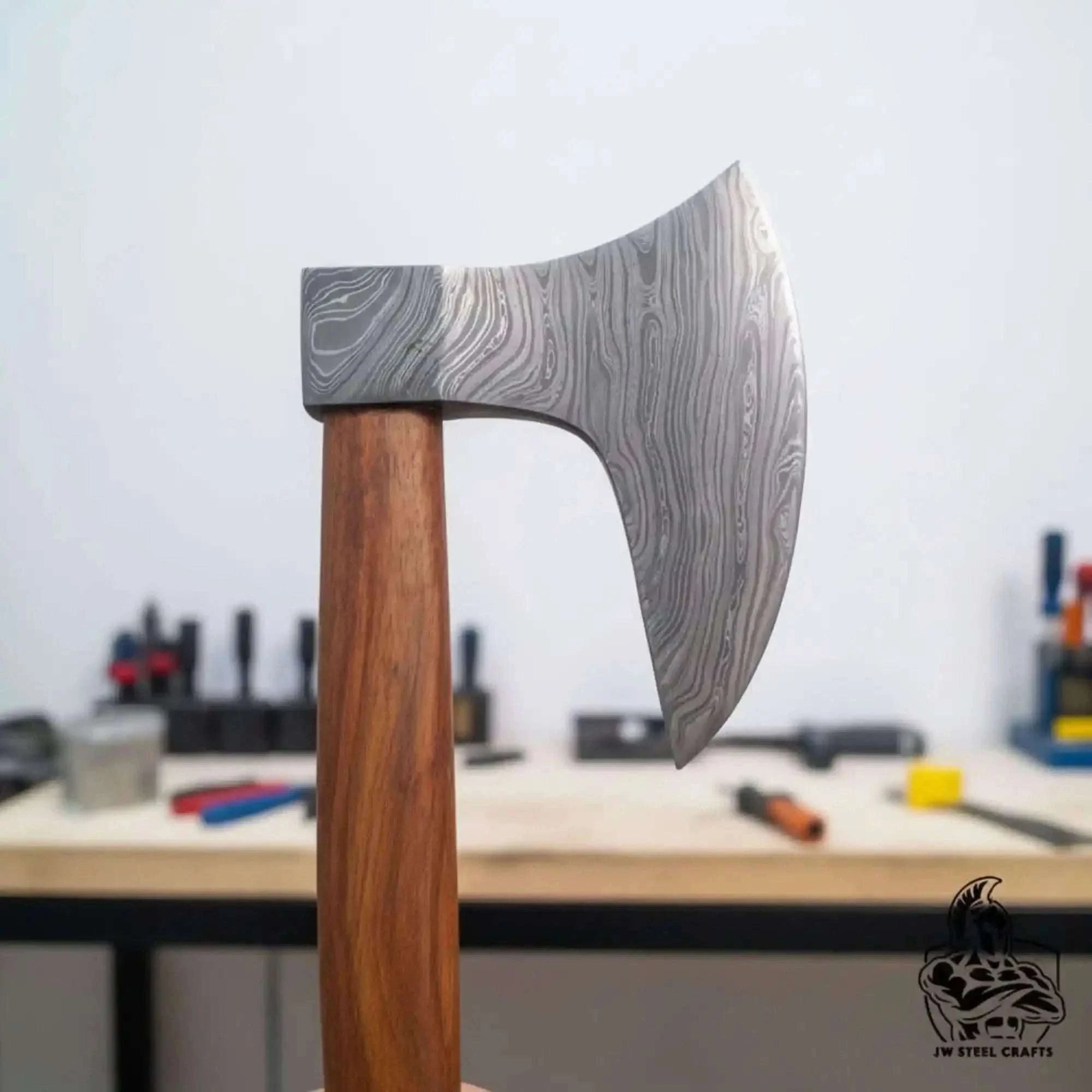Palmarius Outdoors Hook Claw Damascus Axe with Rosewood Handle for Wood Processing Handmade Axe