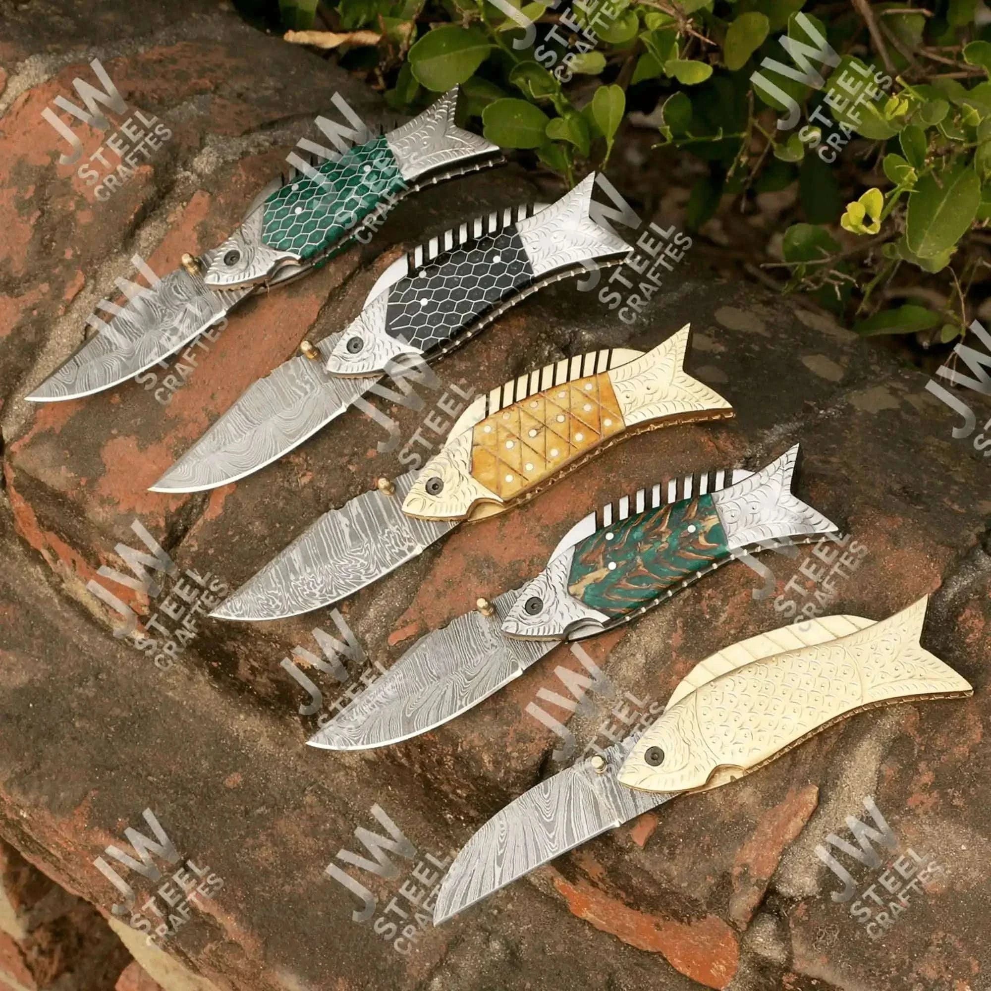 Palmarius Outdoors Hand Forged Damascus Steel Folding Knife – Honeycomb, Pinecone & Brass Handle Variations Liner Lock Folder