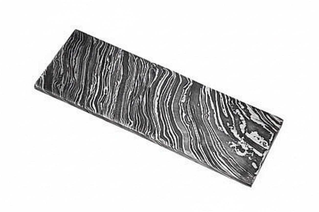 Palmarius Outdoors Damascus Steel Billet Bar 4mm Thick Pattern Welded Blank for Knife Making Bullet bar