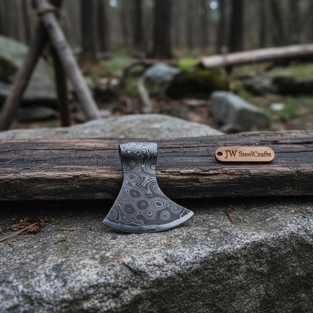 Palmarius Outdoors Damascus Viking Axe Pendant with Raindrop Pattern Steel Vikings Pendants