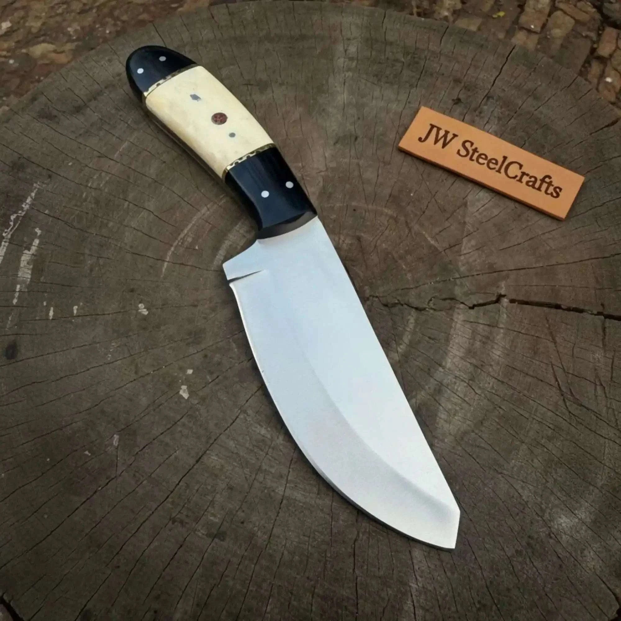 Palmarius Outdoors Handmade Drop Point Knife High Carbon Steel Camel Bone & Epoxy Resin Handle