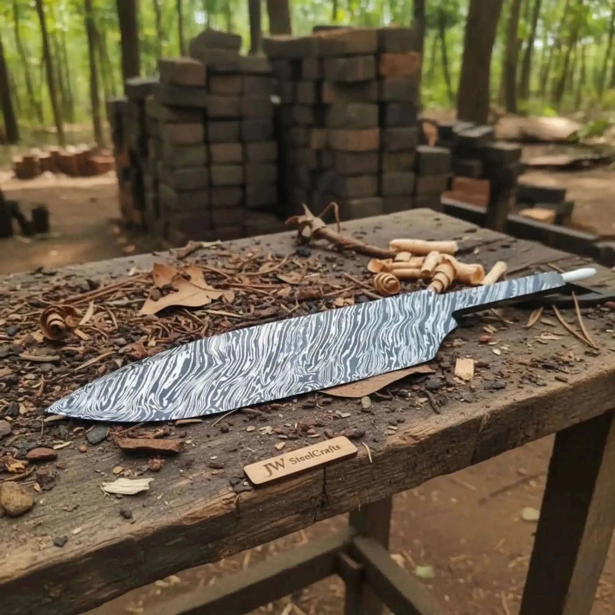 Palmarius Outdoors Handmade Fire Pattern Damascus Chef Knife with 12 inches Length Chef Knife